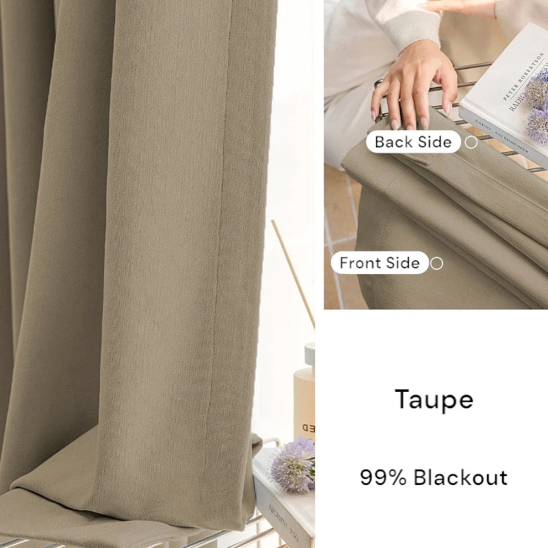 Monica Plush Chenille Double-Sided Blackout Curtains for Bedroom & Living Room - Noise Reducing & Thermal Insulated Window Drapes