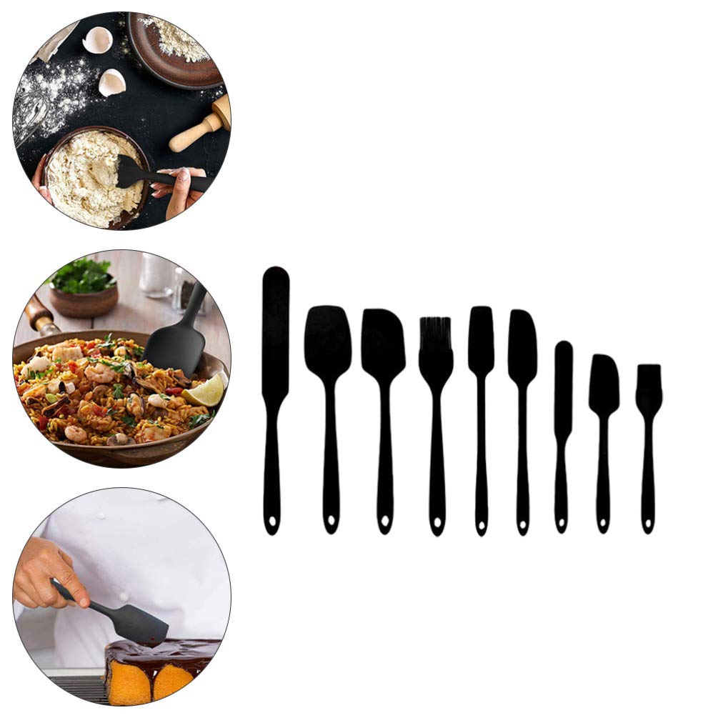 Hemoton 9-Piece Silicone Spatula Set - Non-Stick Kitchen Utensils for Baking, Cooking & Cake Decorating - Includes Turner, Mixing Spatula, Cheese Spreader, Egg Flipper, Pastry Tool & Icing Squeegee - Perfect for Home Bakers & Professional Chefs