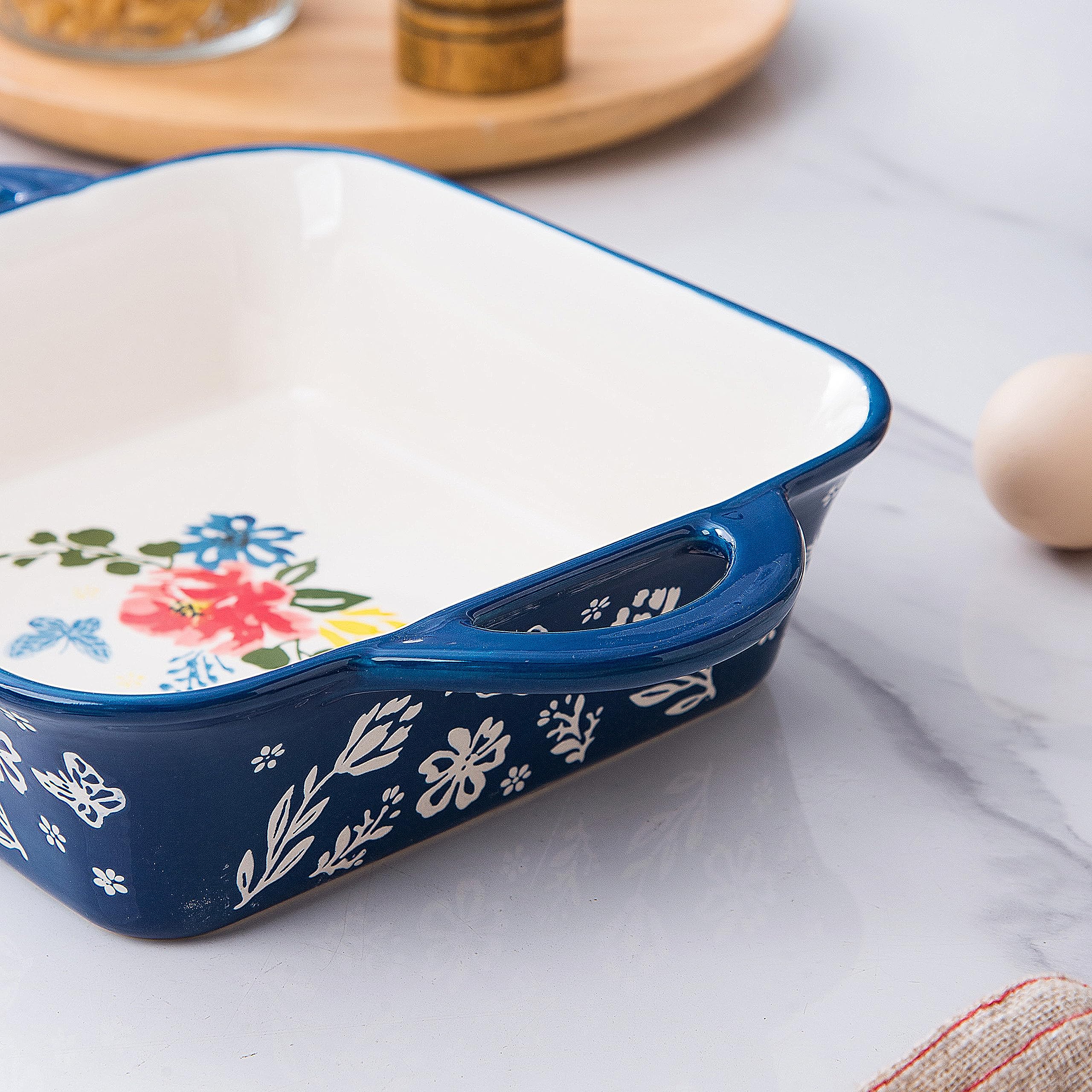 Wisenvoy 8x8 Inch Ceramic Baking Dish - Square Brownie Pan, Casserole Dish for Oven, Microwave & Freezer Safe - Perfect for Baking Brownies, Casseroles, Lasagna & Desserts