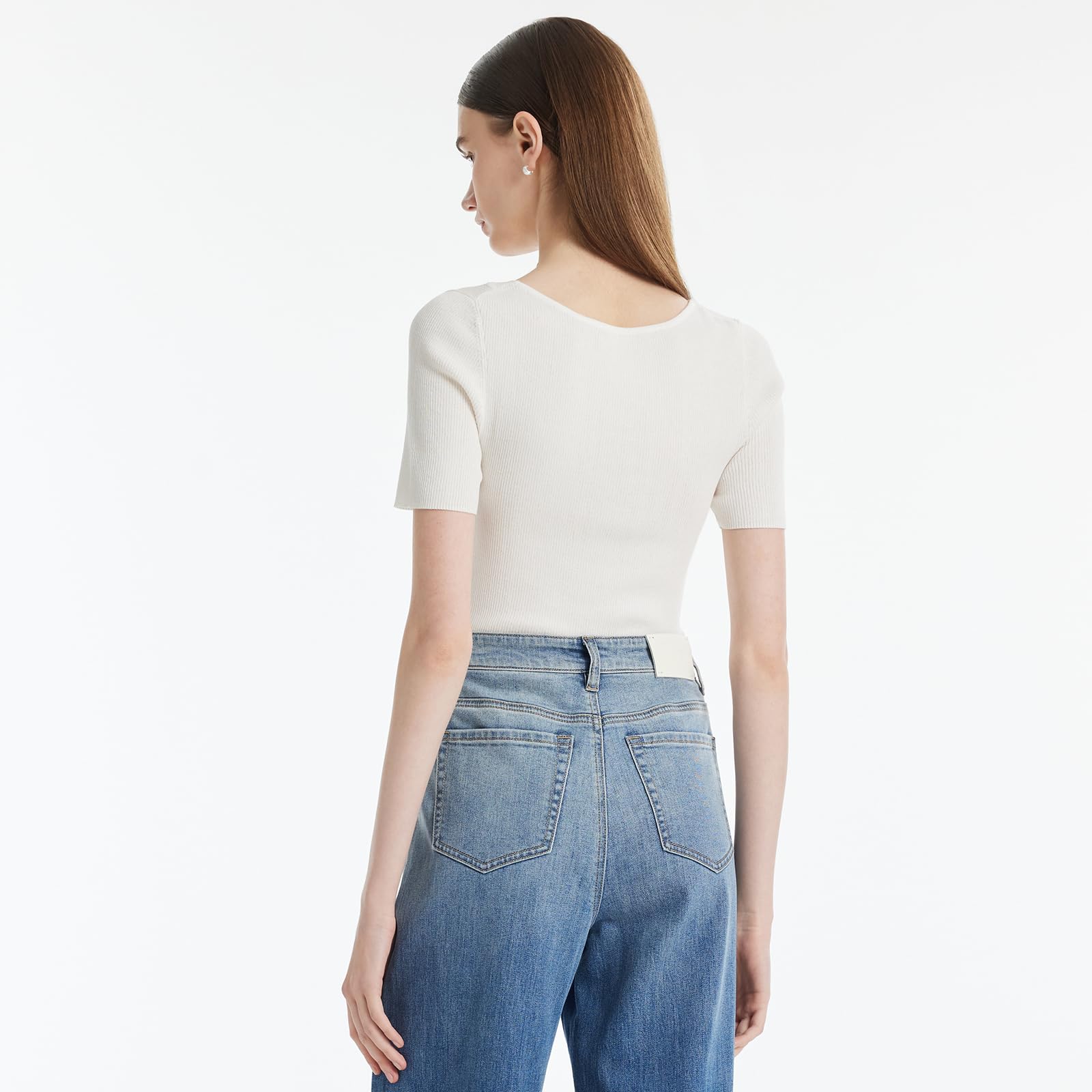 Women's Summer Short Sleeve V-Neck T-Shirts & Casual Crop Blouses with Detachable 3D Flower - Breathable Basic Tops for Everyday Wear, Office, Dating & Vacation