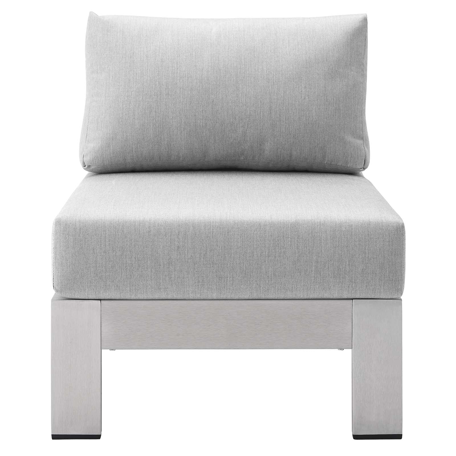 Modern Outdoor Patio Lounge Chair & Table Set - Silver Grey Fabric & Aluminum Furniture for Garden, Cafe, Poolside Relaxation