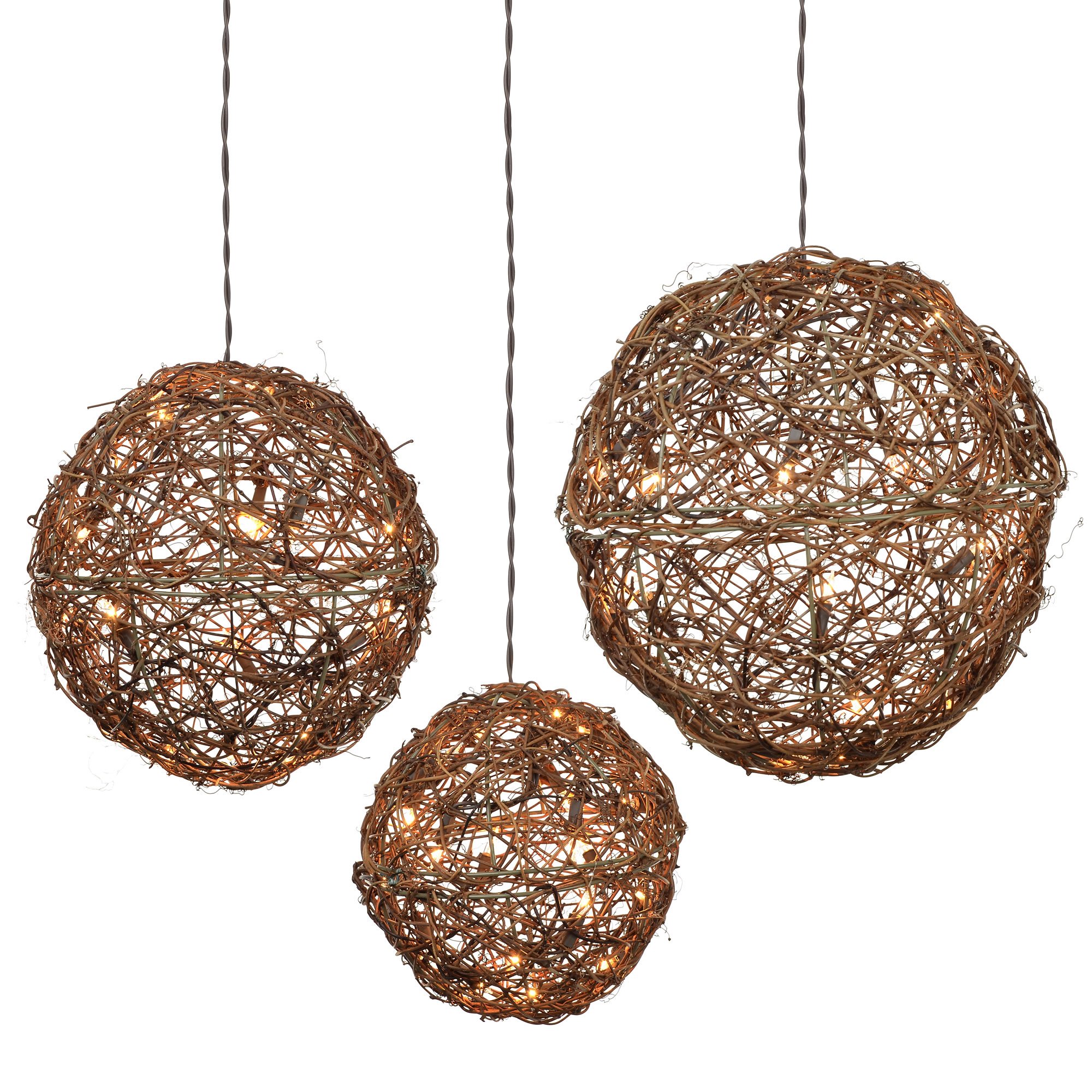 Vickerman 3-Piece Rattan Ball Light Set - 8