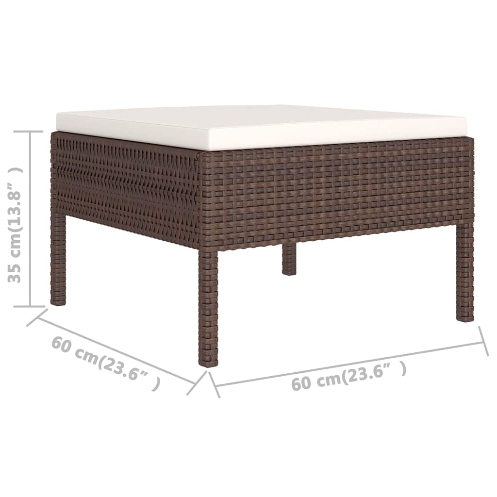 vidaXL 5-Piece Brown Poly Rattan Patio Lounge Set with Cushions - Waterproof Outdoor Garden Furniture for Poolside, Backyard & Terrace Relaxation