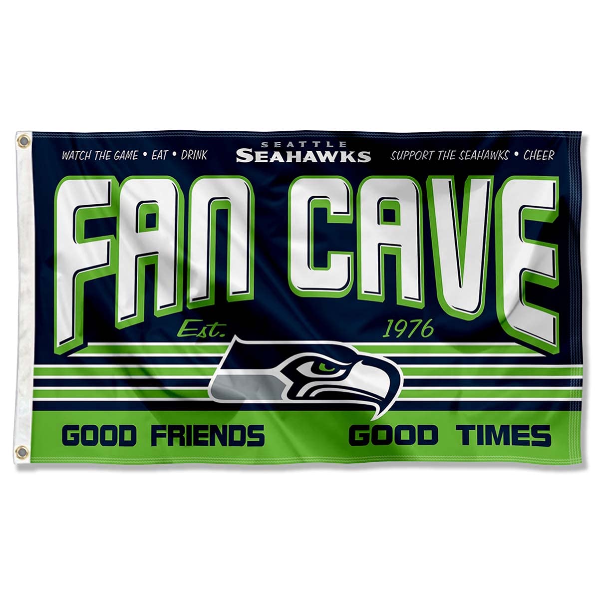 WinCraft Seattle Seahawks Fan Man Cave Banner Flag - Premium NFL Team Decor for Game Day, Sports Room & Tailgating Parties
