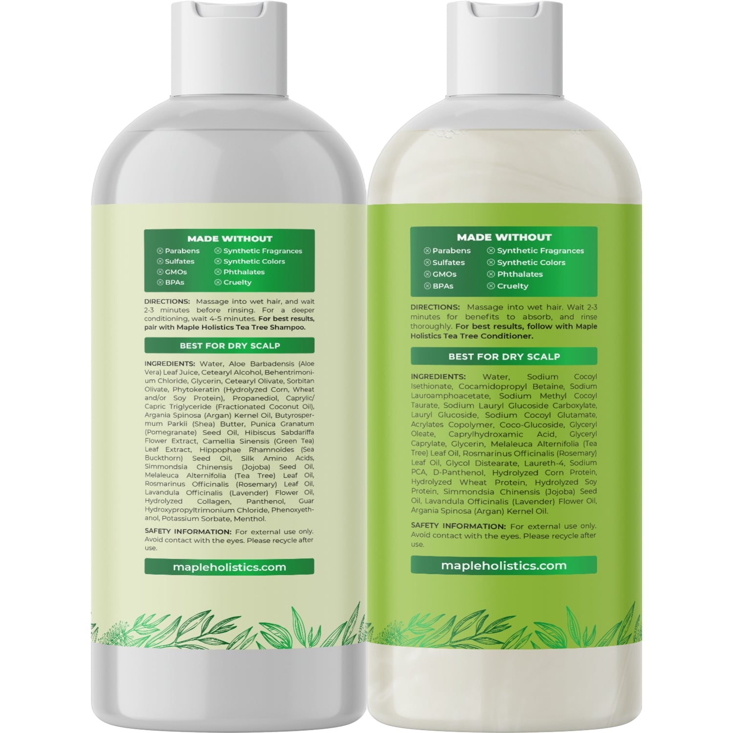 Tea Tree Shampoo and Conditioner Set for Hair Growth & Scalp Care - Natural Dandruff Treatment & Volumizing Hair Care - Perfect for Daily Use & Sensitive Scalp