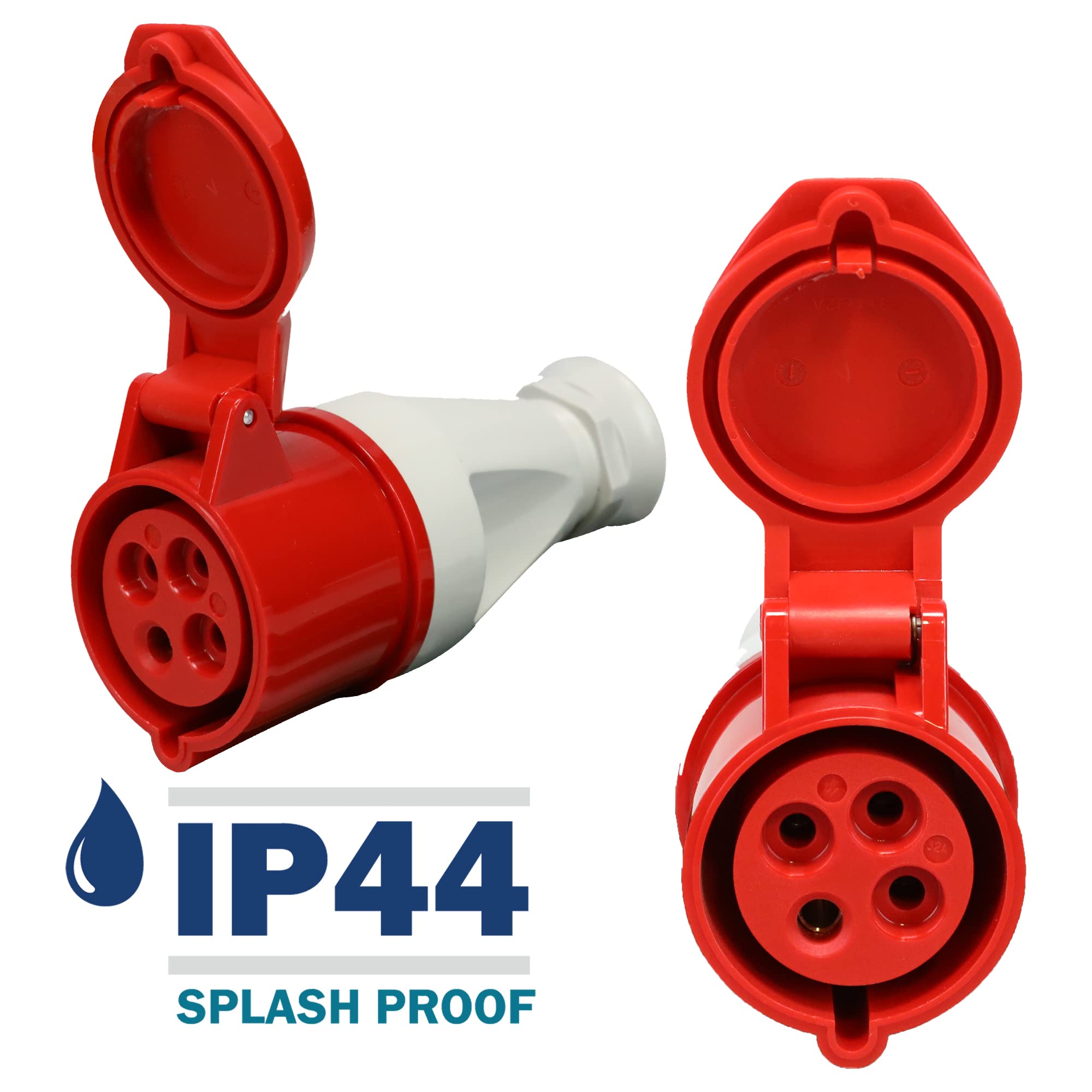 30A 4W 480V IP44 Female Pin and Sleeve Connector 332419 - Heavy Duty IEC 430C7 Power Connector for Welding Machines, Motor Generators, Compressors & Industrial Equipment