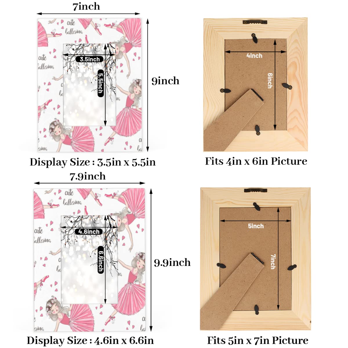 Elegant Ballet Dancer 5x7 Picture Frame - Heart-Shaped Ballerina Photo Frame for Wall Mounting or Tabletop Display - Perfect for Bedroom, Nursery & Dance Studio Decor - Wall Gallery Frames for Ballet Memories & Gift Ideas