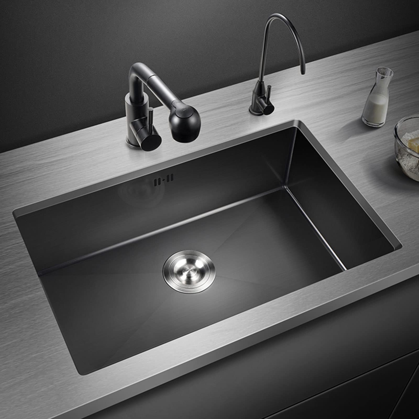 WooDeY 33-Inch Large Single Bowl Undermount Kitchen Sink - 18-Gauge Stainless Steel with Drain Board & Accessories - Perfect for Modern Farmhouse & Commercial Kitchens