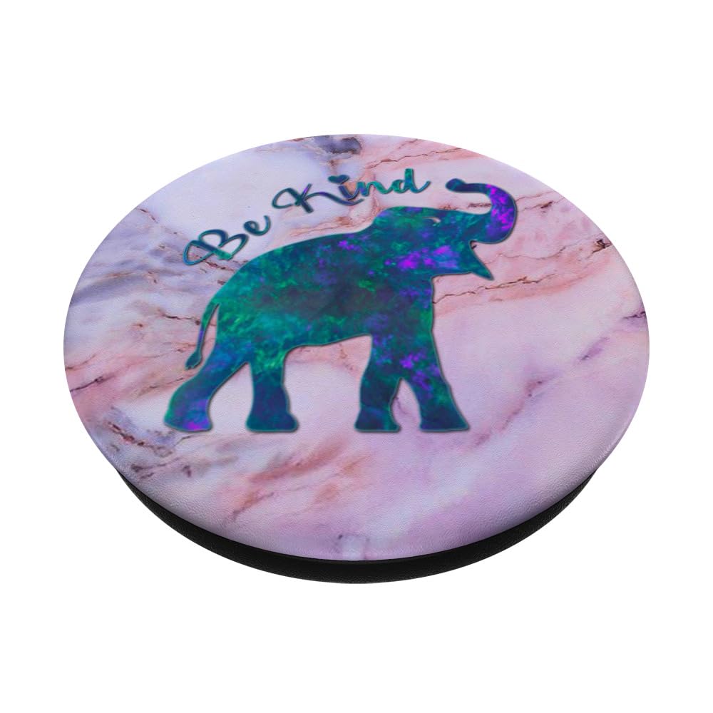 Teal Blue Purple Be Kind Elephant Phone Grip - PopSockets Standard PopGrip for Pink & Grey Phones - Perfect for Daily Use, Travel, and Selfies