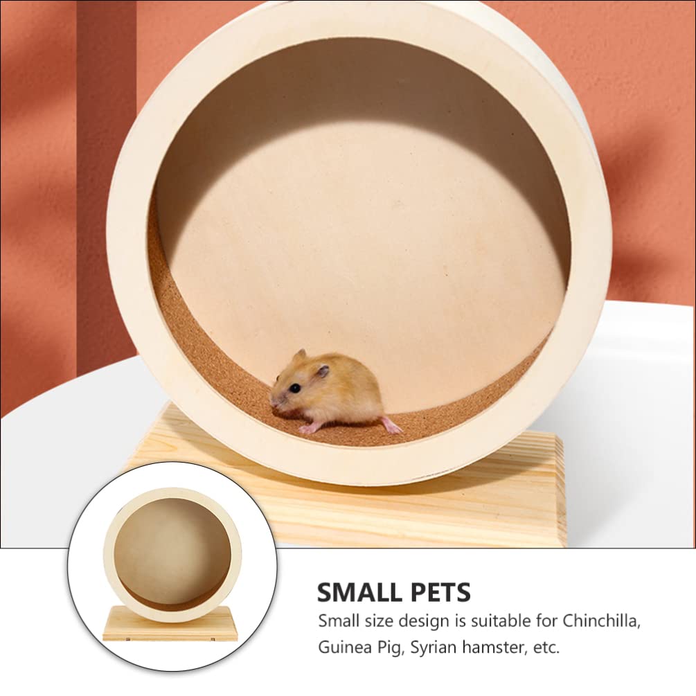 Silent Hamster Exercise Wheel - Wooden Small Pet Running Wheel Toy for Hamsters, Gerbils & Mice - Quiet Spinning Activity Wheel for Cage, Play & Fitness - Perfect for Nocturnal Pets & Nighttime Use