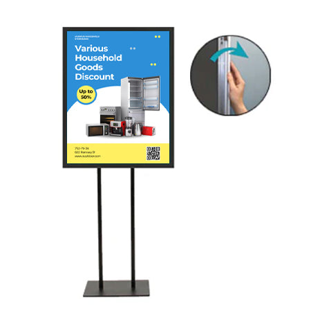 20x20 Double Pole Floor Stand Sign Holder - 1 1/4