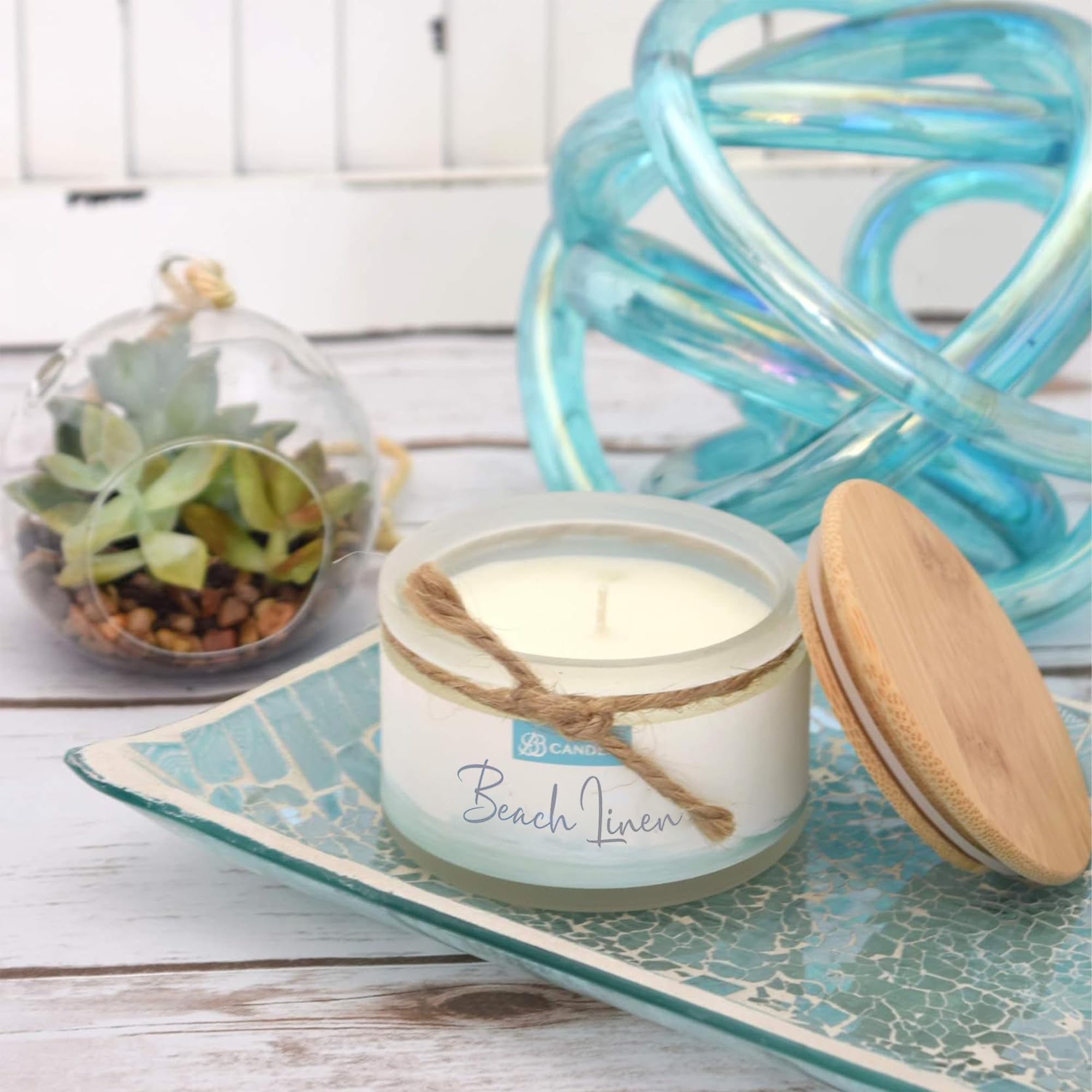 Natural Soy Hand-Poured Coastal Candle - Beach Linen Scent | 4oz Artisan Candle with 30+ Hours Burn Time | Strong Fragrance for Home Decor, Relaxation & Spa Atmosphere