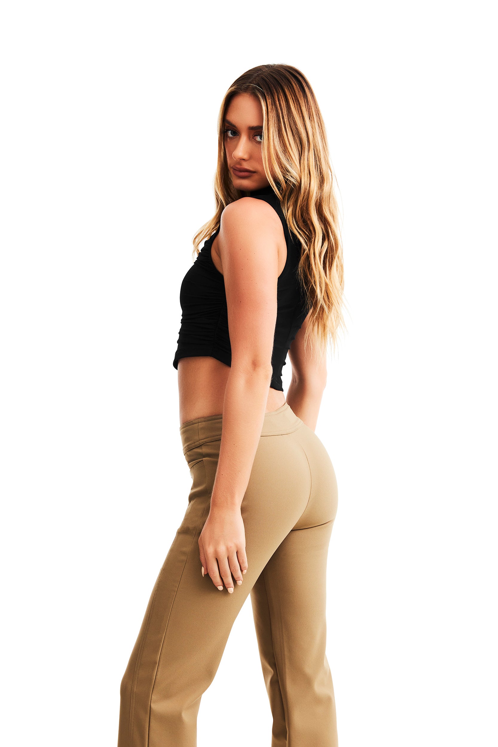 THE GWEN PANT TAUPE - Women's High Waisted Trousers for Office & Casual Wear | Comfortable Stretch Fabric for Work & Everyday Outfits