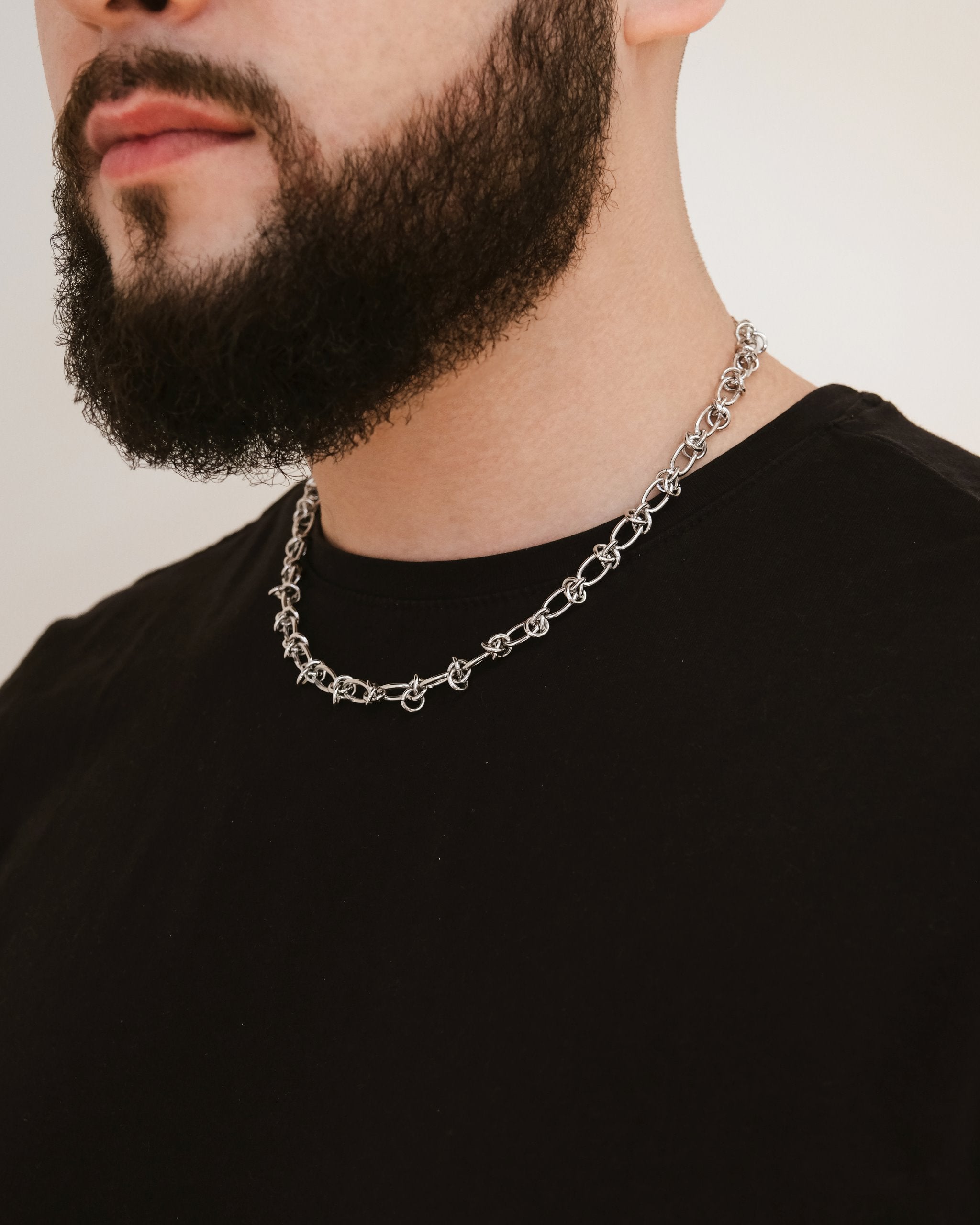 Men's Barbed Chain Necklace - Gothic Punk Jewelry for Men, Stainless Steel Choker Necklace | Perfect for Halloween, Rock Concerts & Edgy Street Style