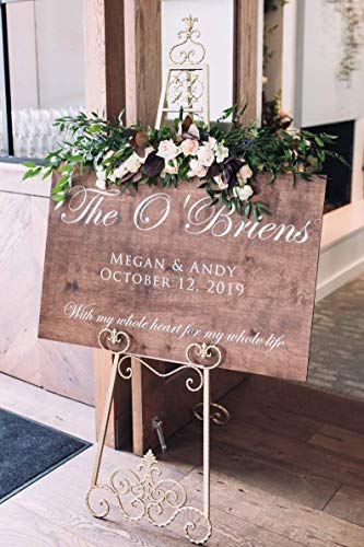 Personalized Wooden Welcome Sign for Weddings - Custom Date & Couple Name - Weathered Oak Wedding Decor - Reception & Home Decor - Perfect for Rustic, Farmhouse or Outdoor Weddings
