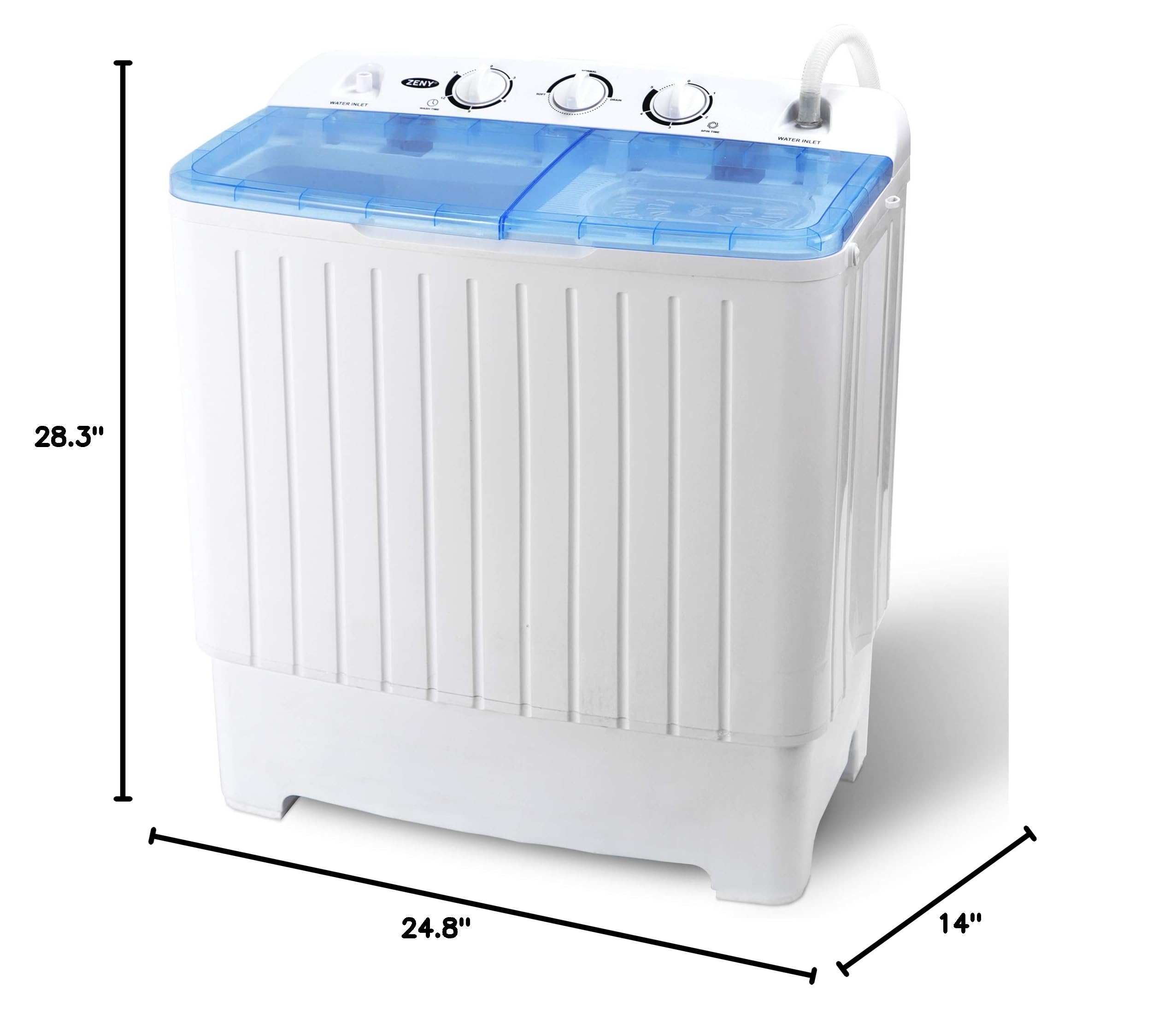 ZENY Portable Washing Machine - Compact Twin Tub Laundry Washer & Dryer Combo, 17.6lbs Capacity (11lbs Washer + 6.6lbs Spinner), Semi-Automatic Mini Washing Machine for Apartments, RVs, Camping & Travel - Perfect for Small Spaces & On-the-Go Laundry Needs