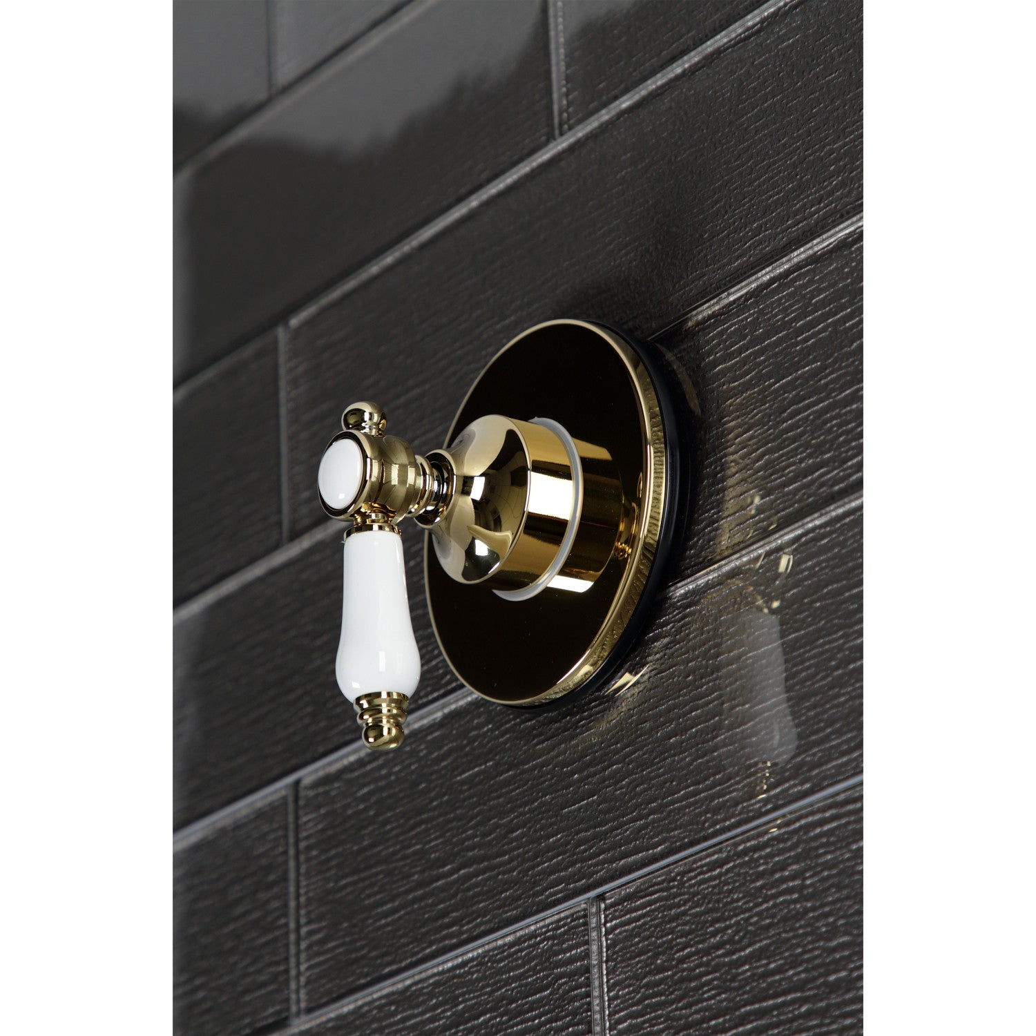 Bel Air KS3032BPL Single Handle 3-Way Diverter Valve with Round Trim Kit in Polished Brass - Perfect for Shower, Bathtub & Sink Faucet Installation