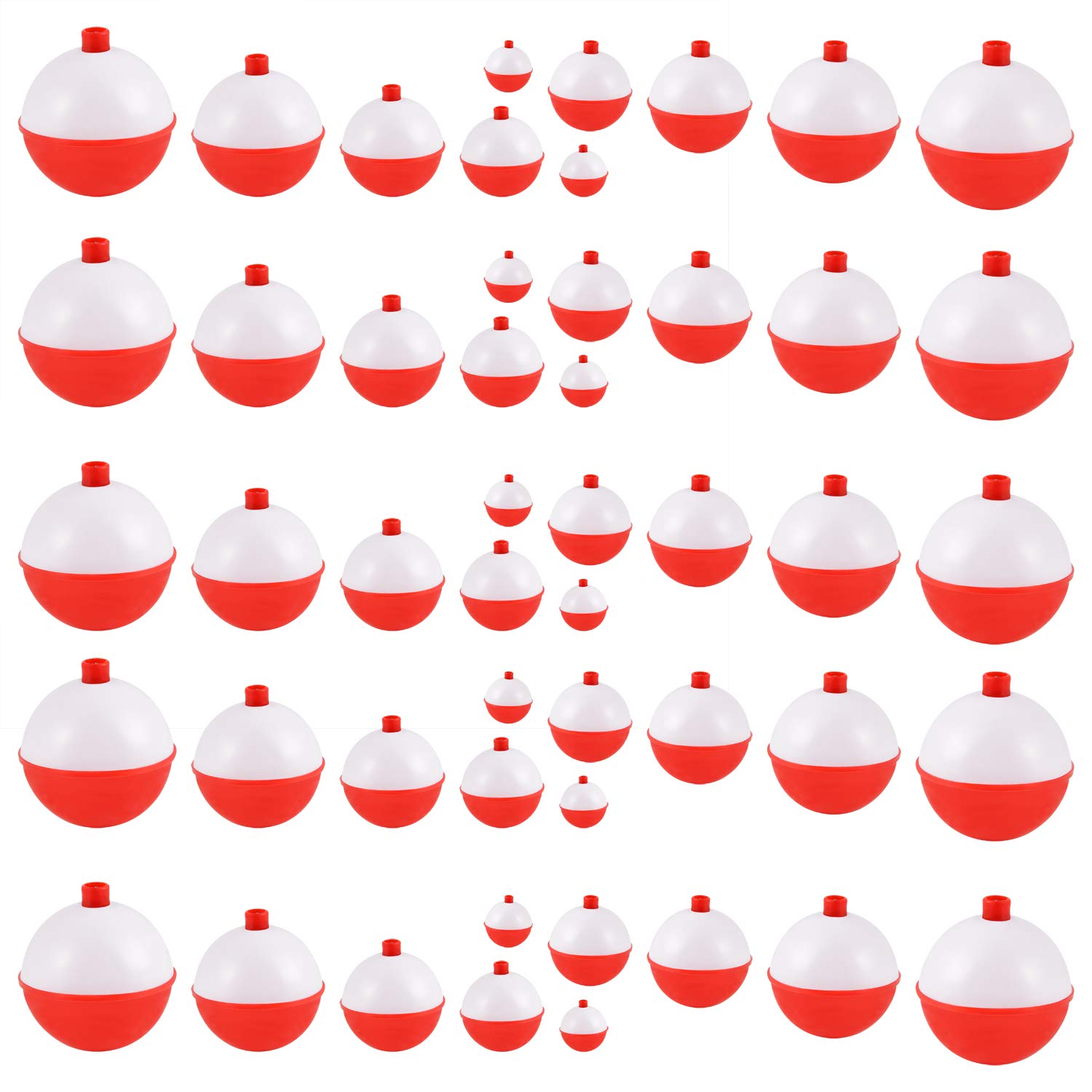 Coopay 30-50Pcs ABS Fishing Bobbers Floats Set - Snap-On Push Button Round Buoy Floats for Freshwater & Saltwater Fishing Tackle Accessories - Perfect for Bass, Trout, and Crappie Fishing