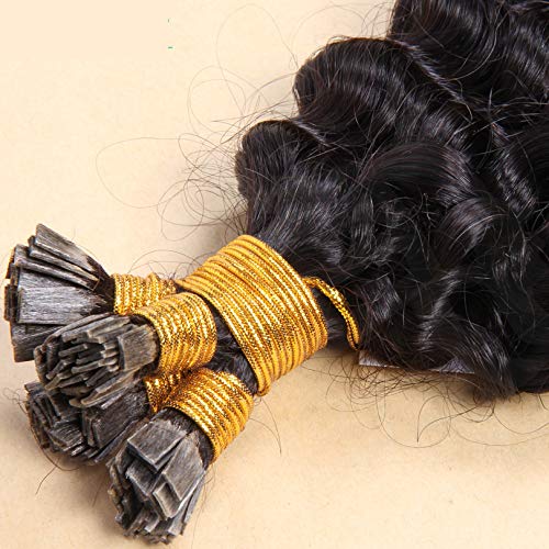 Premium Malaysian Curly Human Hair Extensions - 100% Remy Human Hair, Flat Tip Keratin Pre-bonded Machine Made Capsules (26inch, 200 Strands, Jet Black) for Natural Volume & Styling - Perfect for Daily Wear, Parties & Special Occasions