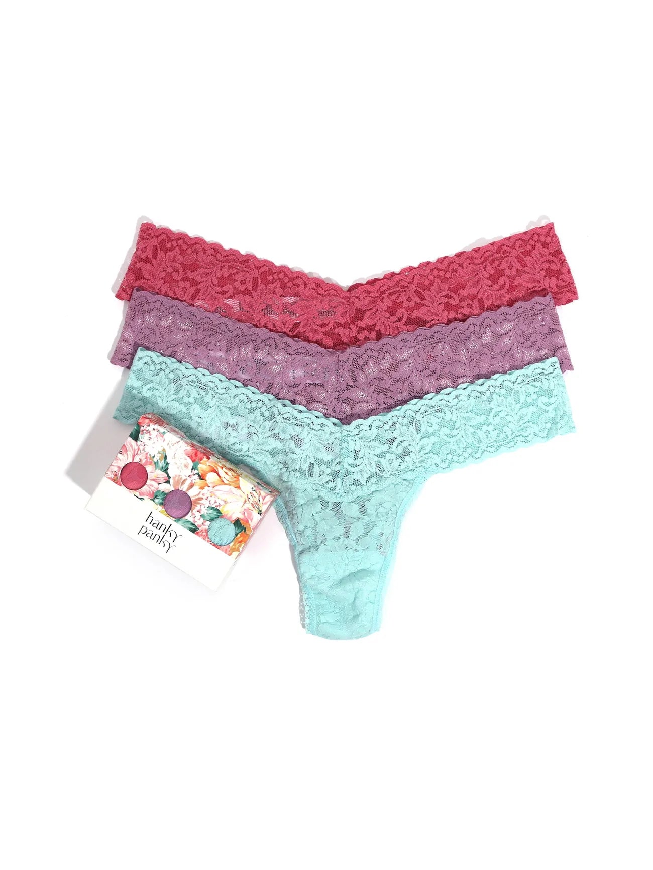 3 Pack Signature Lace Low Rise Thongs - Soft Comfortable Underwear for Women - Perfect for Everyday Wear & Special Occasions
