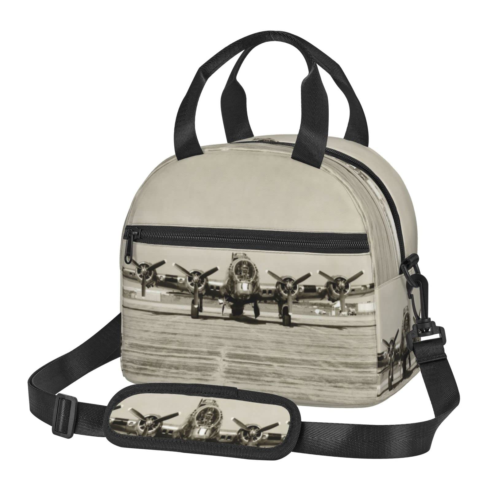 Insulated Reusable Lunch Bag for Work, Travel & Picnic - Portable Cooler Tote with Airplane Art Design | Perfect for Office, School, Camping & Outdoor Activities