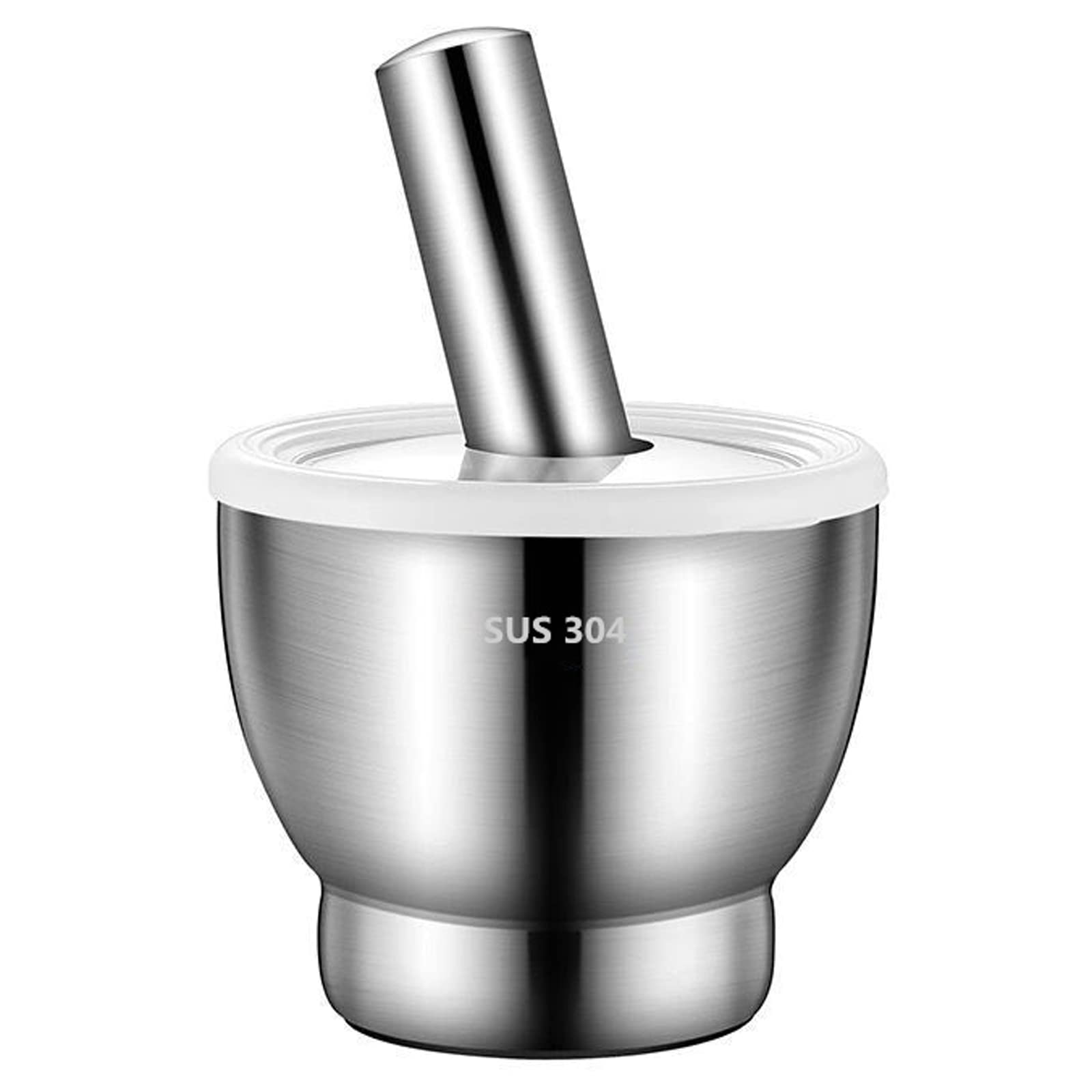 Premium Stainless Steel Mortar and Pestle Set - 5 Inch Large Molcajete for Grinding Herbs, Spices, Pills & Making Guacamole - 18/8 Rust-Proof Kitchen Tool for Cooking, Pharmacy Use & Mexican Cuisine