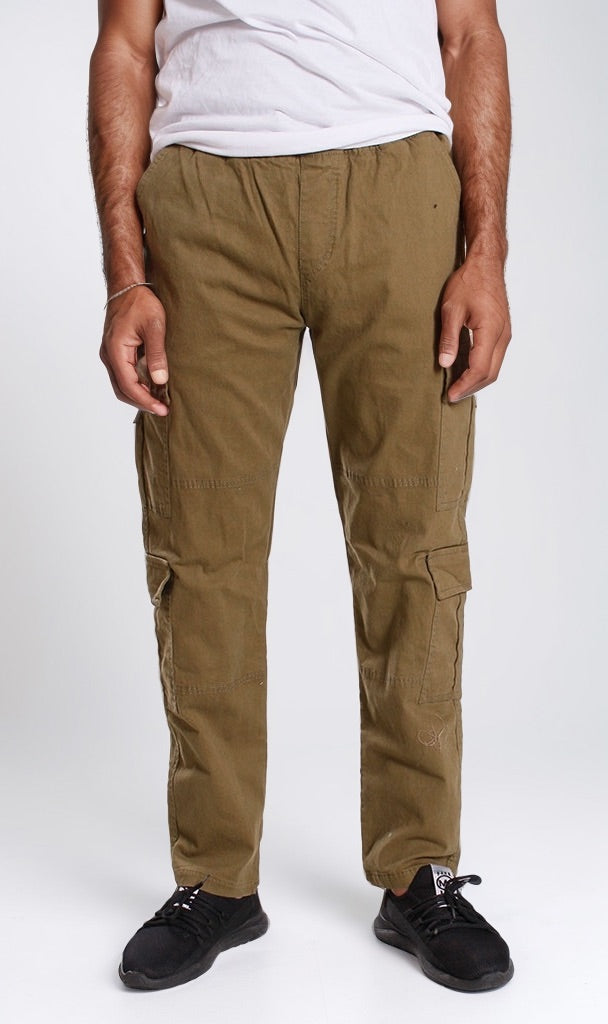 O201037 W24M114 Men's Khaki Cargo Pants - Comfortable & Durable Military Tactical Pants for Outdoor, Hiking & Workwear