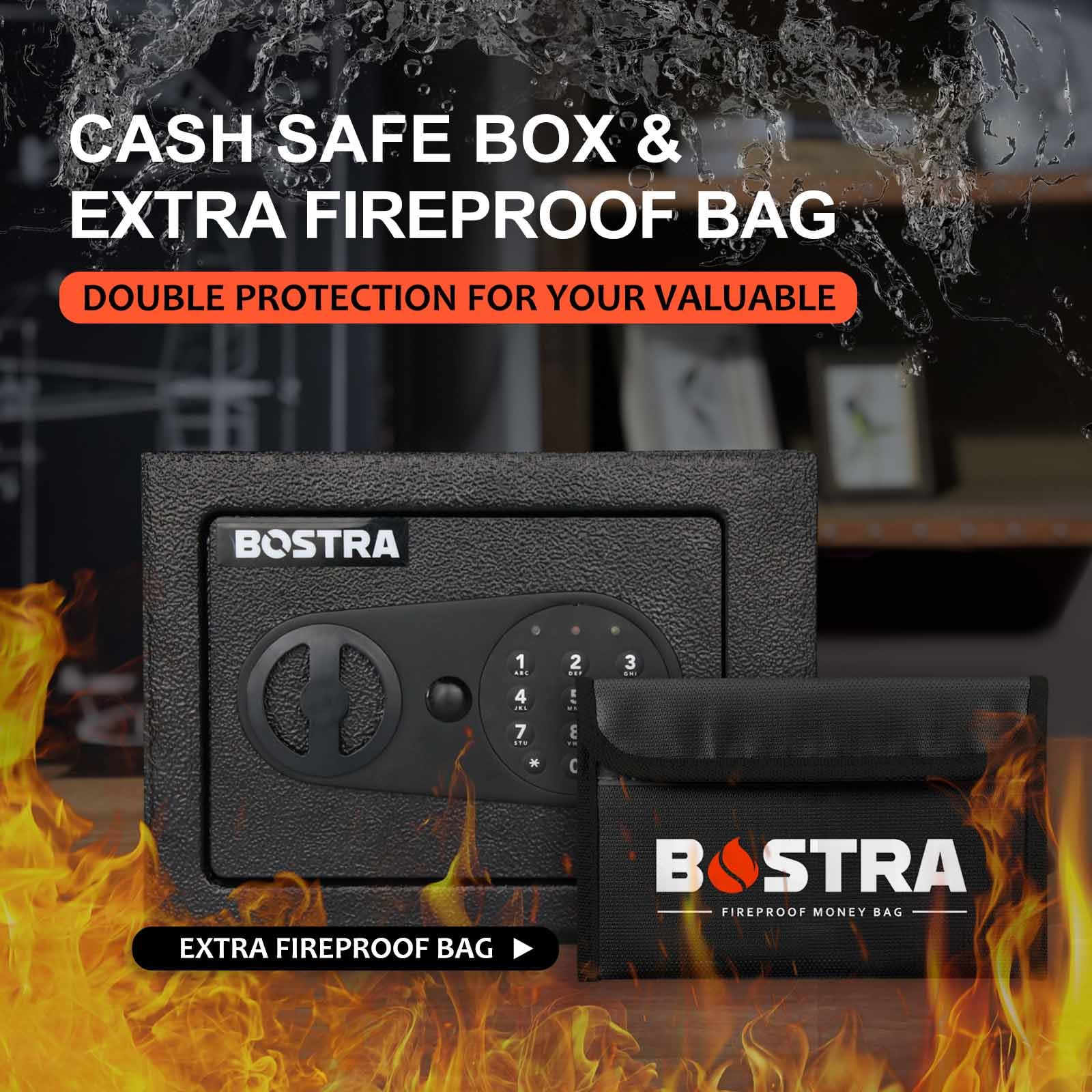 Fireproof Safe Box with Digital Keypad & Sensor Light - 0.23 Cubic Security Safe for Home, Cash, Jewelry - Includes Fireproof Bag, Keys & Passcode - Perfect for Bedroom, Office & Travel Protection