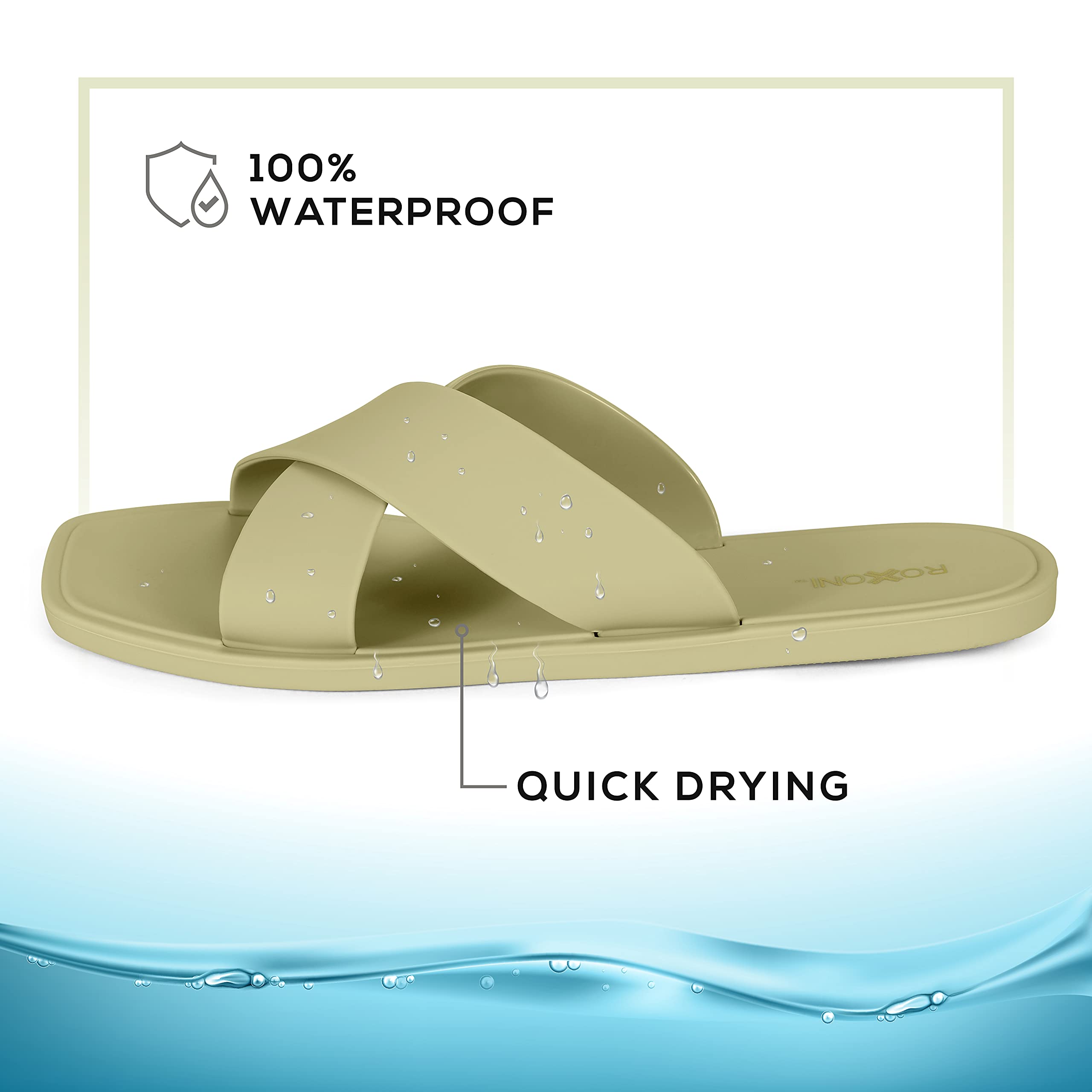 Roxoni Women's Quick-Drying Slippers - Non-Slip Shower Sandals for Bathroom, Pool & Spa - Comfortable Criss Cross Design for Indoor/Outdoor Use
