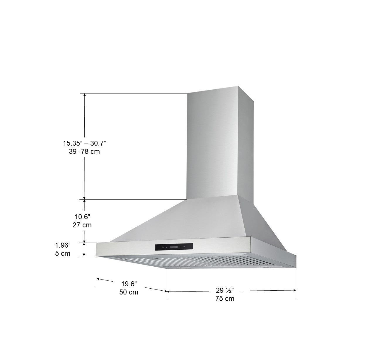 WPRL430 30-inch Stainless Steel Convertible Wall Mount Range Hood - Pyramid Style for Kitchen Ventilation & Smoke Removal