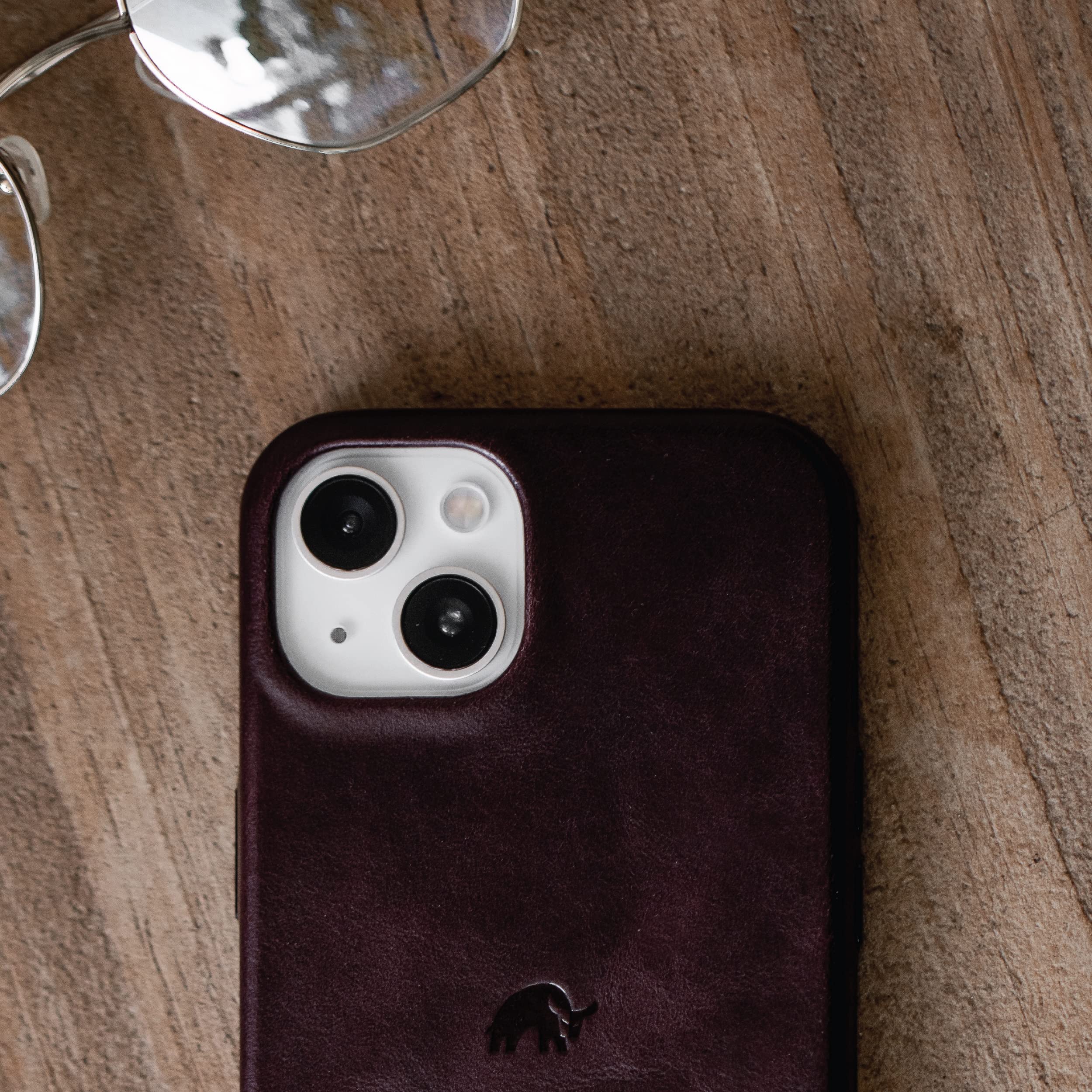 Premium Leather iPhone 13 Case with MagSafe Support - Bullstrap Genuine Bourbon Brown Leather Phone Cover | Slim Protective Case for Everyday Use & Wireless Charging