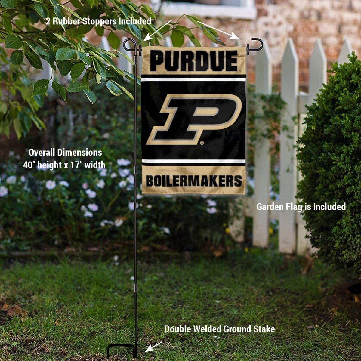 Purdue University Garden Flag and Pole Holder Set - College Flags & Banners Co. | Perfect for School Spirit, Tailgating, and Campus Decor