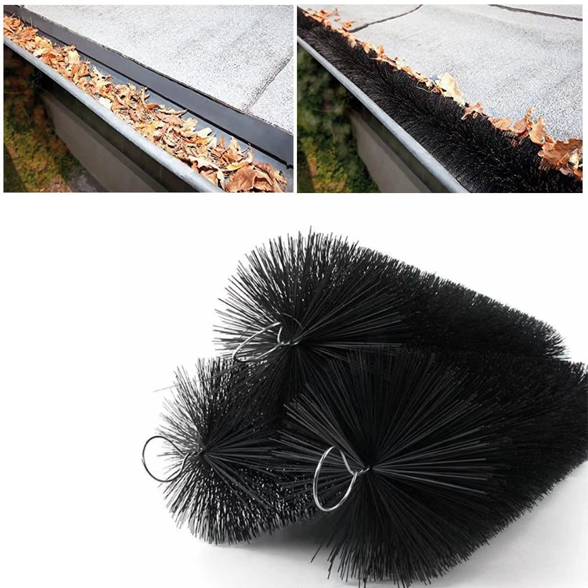 4.33-Inch Diameter 16ft Roof Gutter Guard Brush - Reusable Leaf Protection System for Easy Cleaning | Prevents Clogging from Fallen Leaves | Perfect for Home, Shed & Commercial Building Gutters
