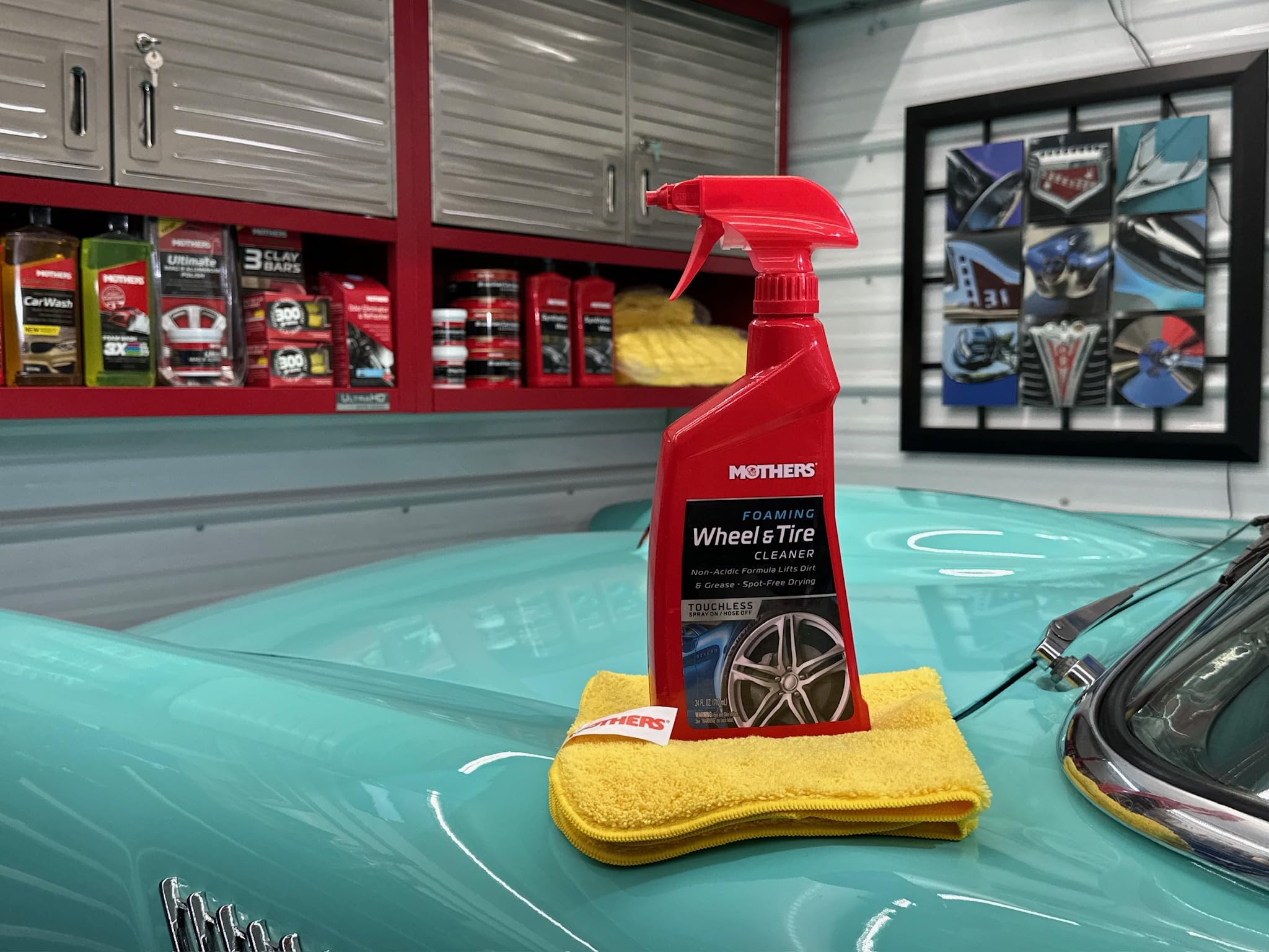 Mothers 05902 Foaming Wheel & Tire Cleaner - 1 Gallon | Heavy-Duty Car & Truck Rim Cleaner | Safe for Alloy, Chrome & Painted Wheels | Perfect for Auto Detailing & DIY Car Wash