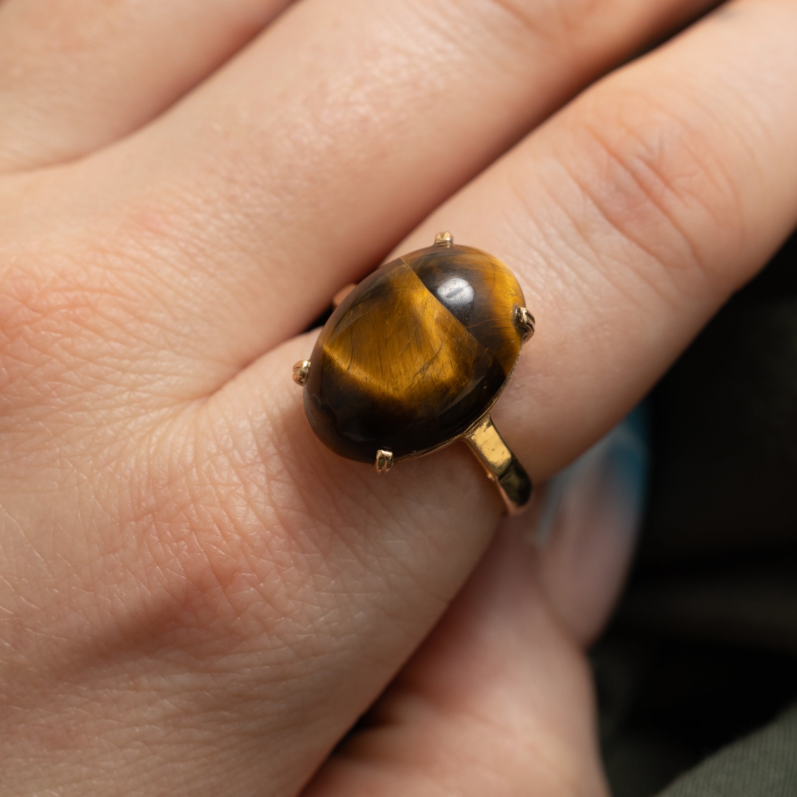 10.20ct Tigers Eye Cocktail Ring for Women - Size 6.75 - Elegant Statement Jewelry for Parties, Weddings & Evening Events