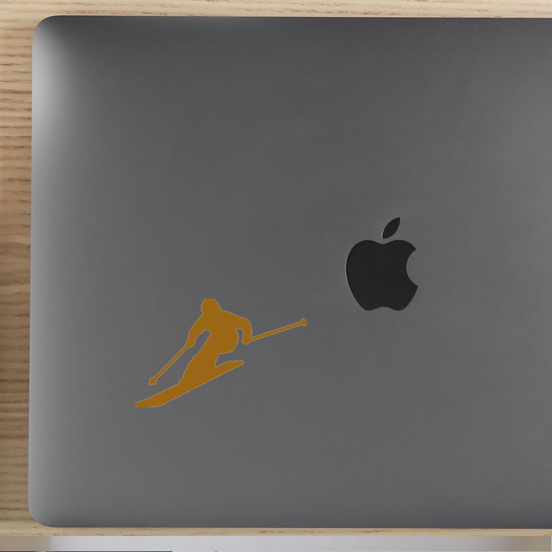 Premium Waterproof Vinyl Decal Stickers - Skier Silhouette (Metallic Gold, Set of 2) for Laptop, Phone, Helmet, Car Window, Bumper, Mug, Cup, Door & Wall Decor | Perfect for Winter Sports Enthusiasts & Home/Office Decoration