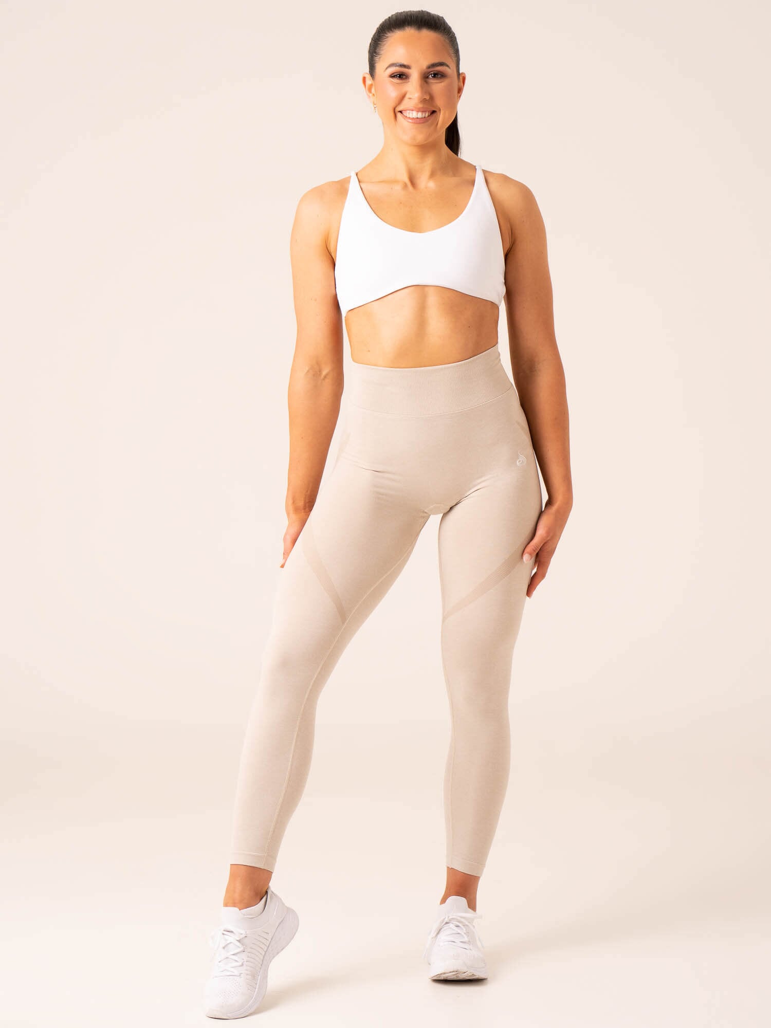 High Waist Seamless Leggings for Women - Soft Stretchy Yoga Pants, Stone Marl Color - Perfect for Workouts, Lounge & Everyday Wear