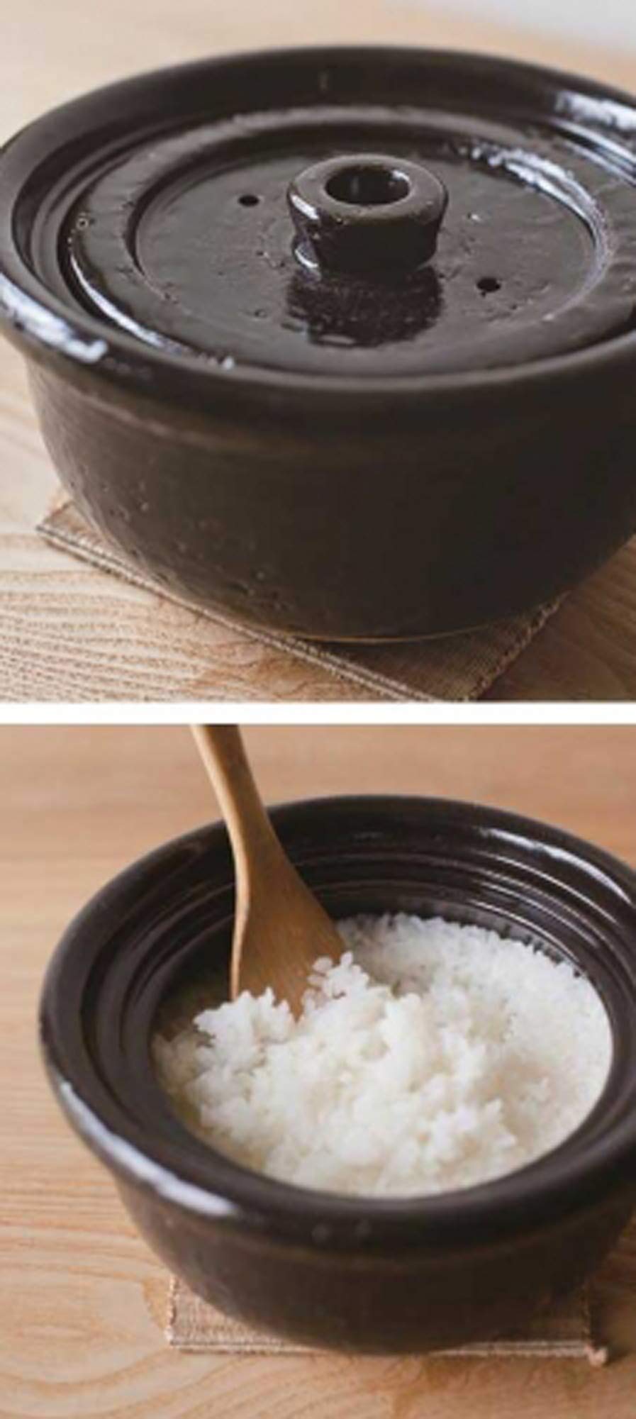 Premium Japanese Donabe Clay Rice Cooker - 2 Go (1200cc) Traditional Black Pot for Perfect Sticky Rice, Sushi & Hot Pot - Ideal for Home Cooking & Authentic Asian Meals