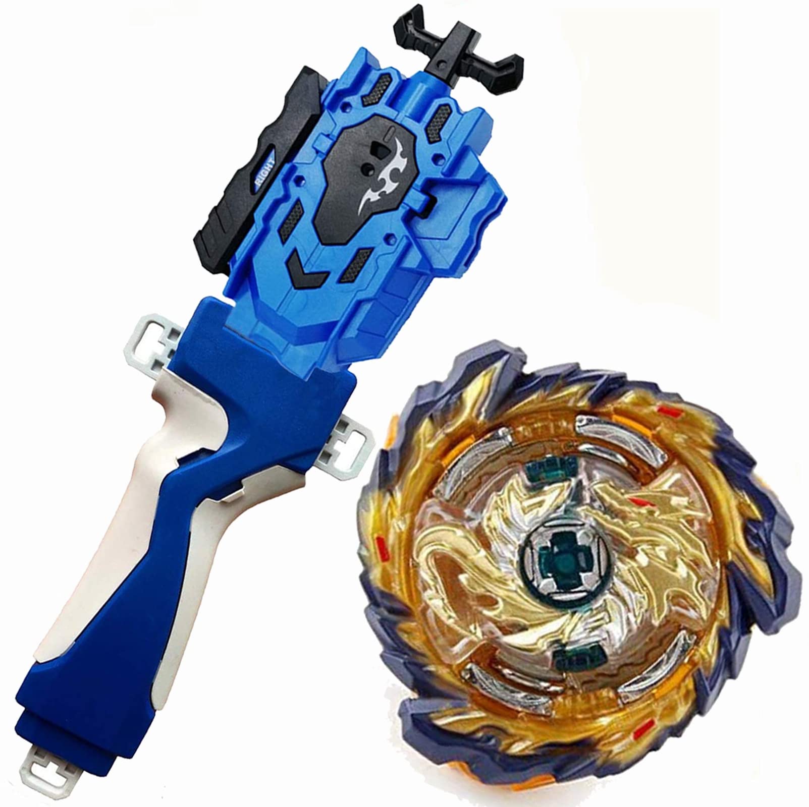 Metal Fusion Beyblade Burst Evolution SuperKing B-167 Booster Mirage Fafnir.Nt 2S Battle Top Toy Set with Left/Right Spin String Launcher Grip - Perfect for Competitive Battles & Kids' Playtime