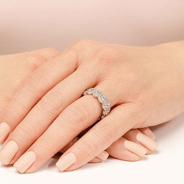 2.56 Carat Round Diamond Eternity Wedding Band - 14K White Gold Diamond Ring for Women - Perfect for Anniversary, Engagement & Bridal Jewelry Gifts