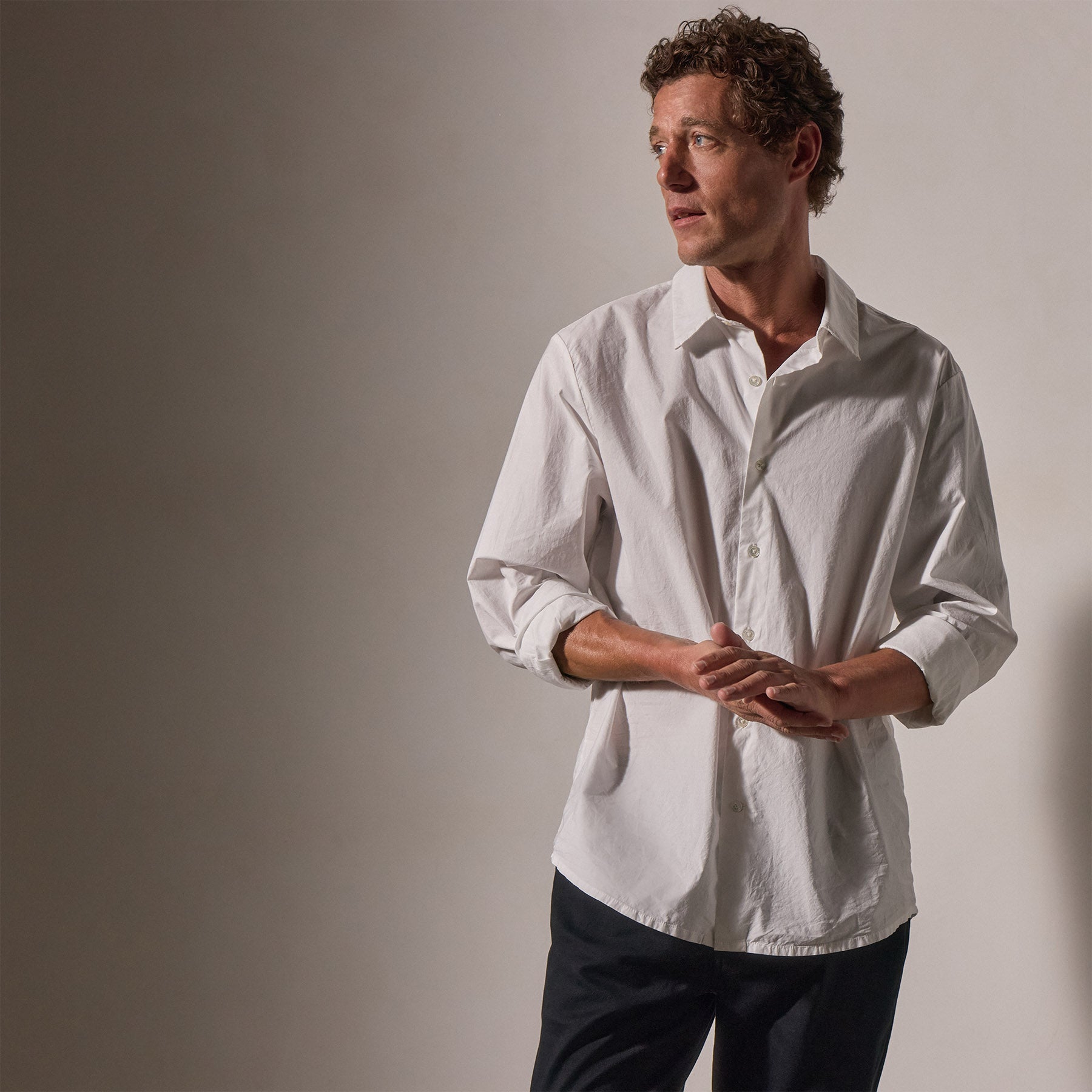 Premium Stretch Poplin Shirt for Men - Breathable White Button Down Shirt - Comfortable Office Wear & Casual Outfit Essential