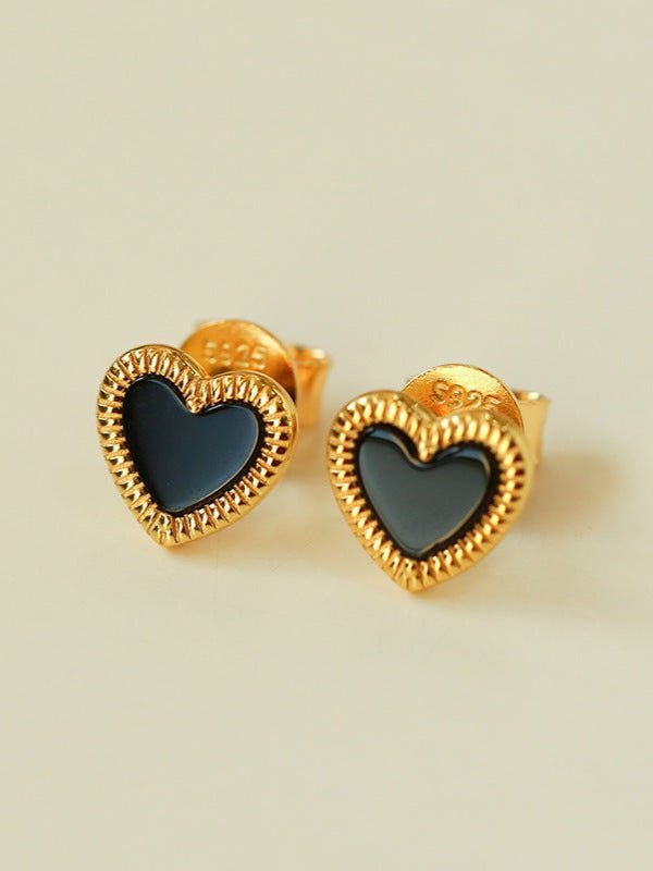 Black and White Love Stud Earrings for Women - Minimalist Heart Design, Perfect for Valentine's Day, Anniversary Gifts, and Everyday Wear