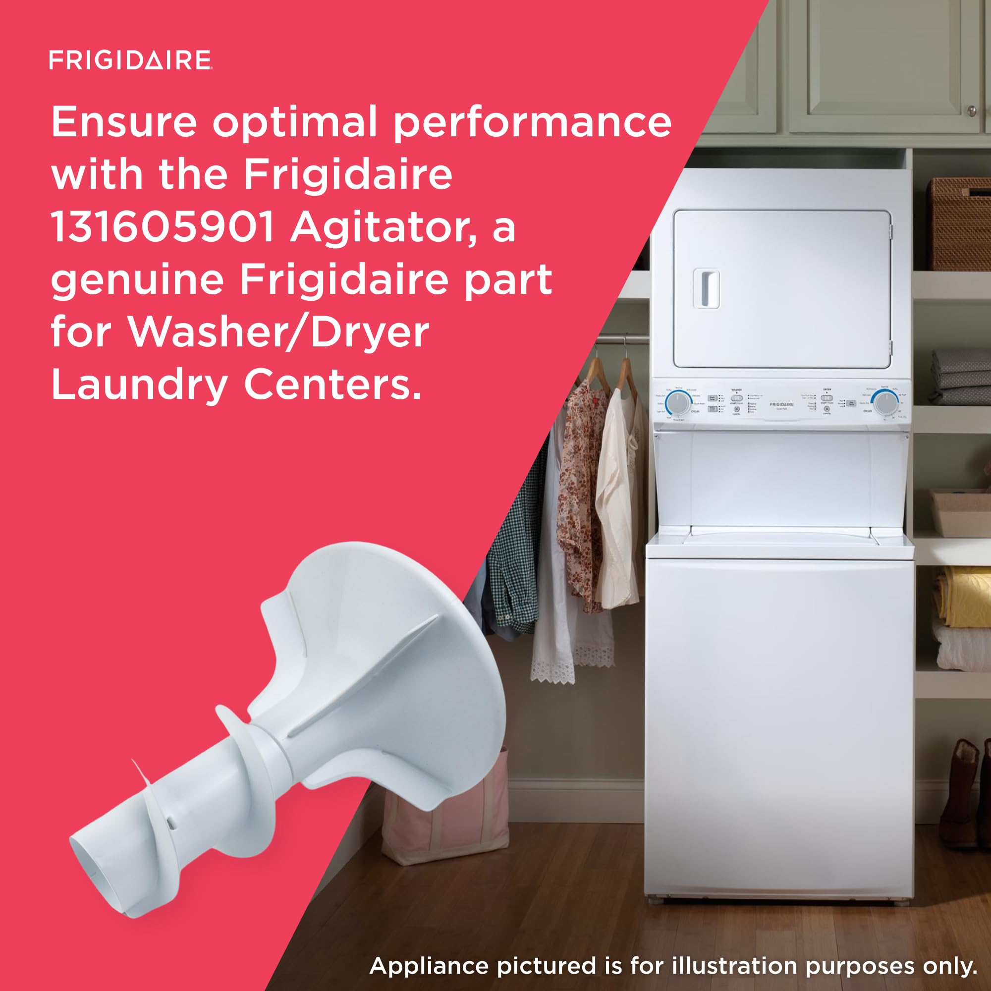 Frigidaire 131605901 Agitator Replacement for Washer/Dryer Laundry Centers - White - Perfect for Washing Machine Repair & Home Laundry Room Maintenance