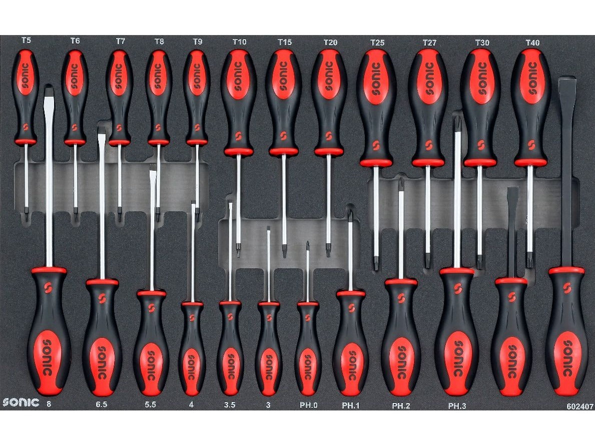 24-Piece Sonic Foam System Screwdriver Set with 26 Medium Bits - Perfect for Electronics Repair, DIY Projects & Home Maintenance