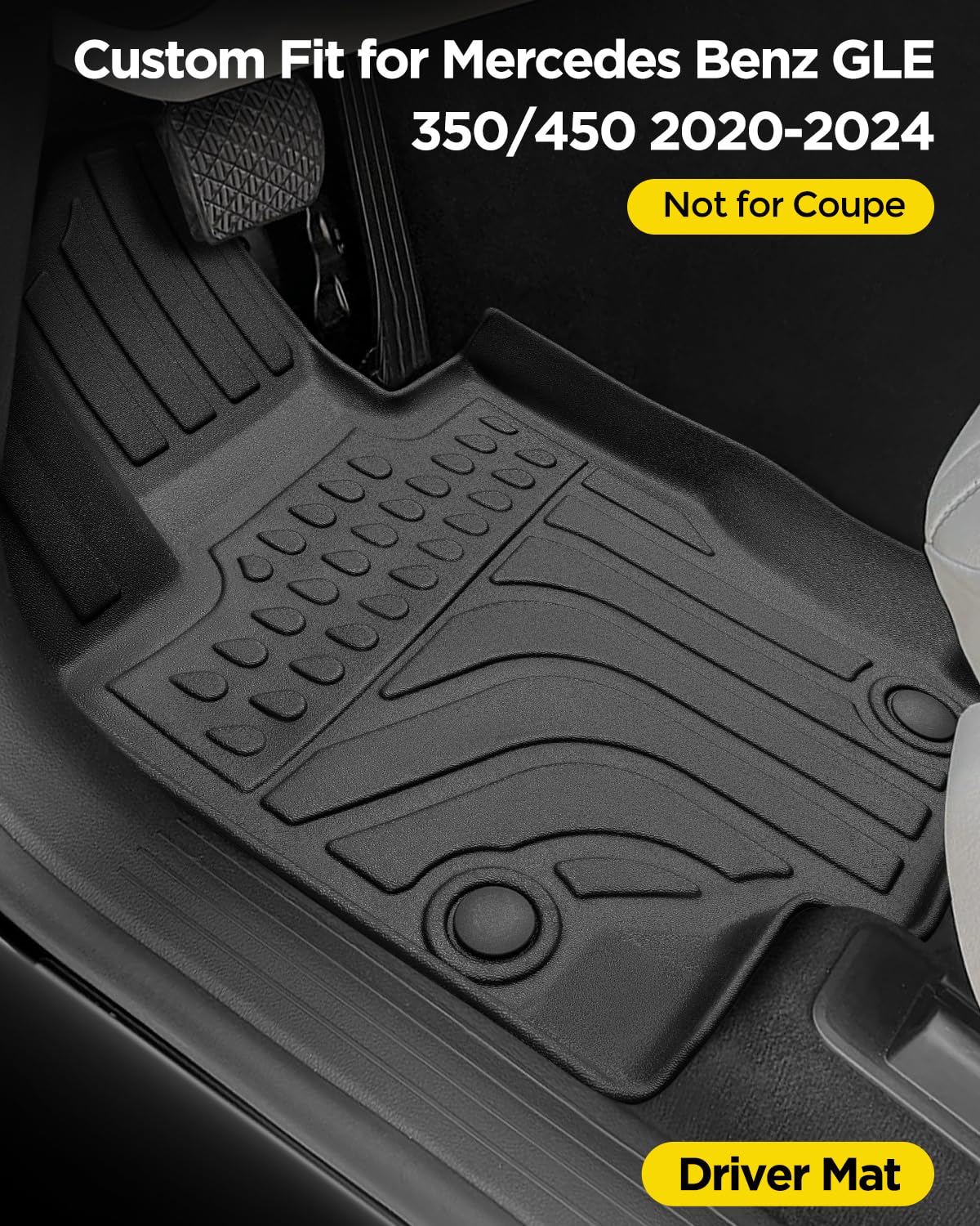 Premium All-Weather TPE Floor Mats for Mercedes-Benz GLE 350/450 (2020-2024) - Heavy Duty Rubber Car Floor Liners & Trunk Mat 4-Piece Set - Perfect for Daily Commuting, Road Trips, and Off-Road Protection (Excludes GLE Coupe Models)