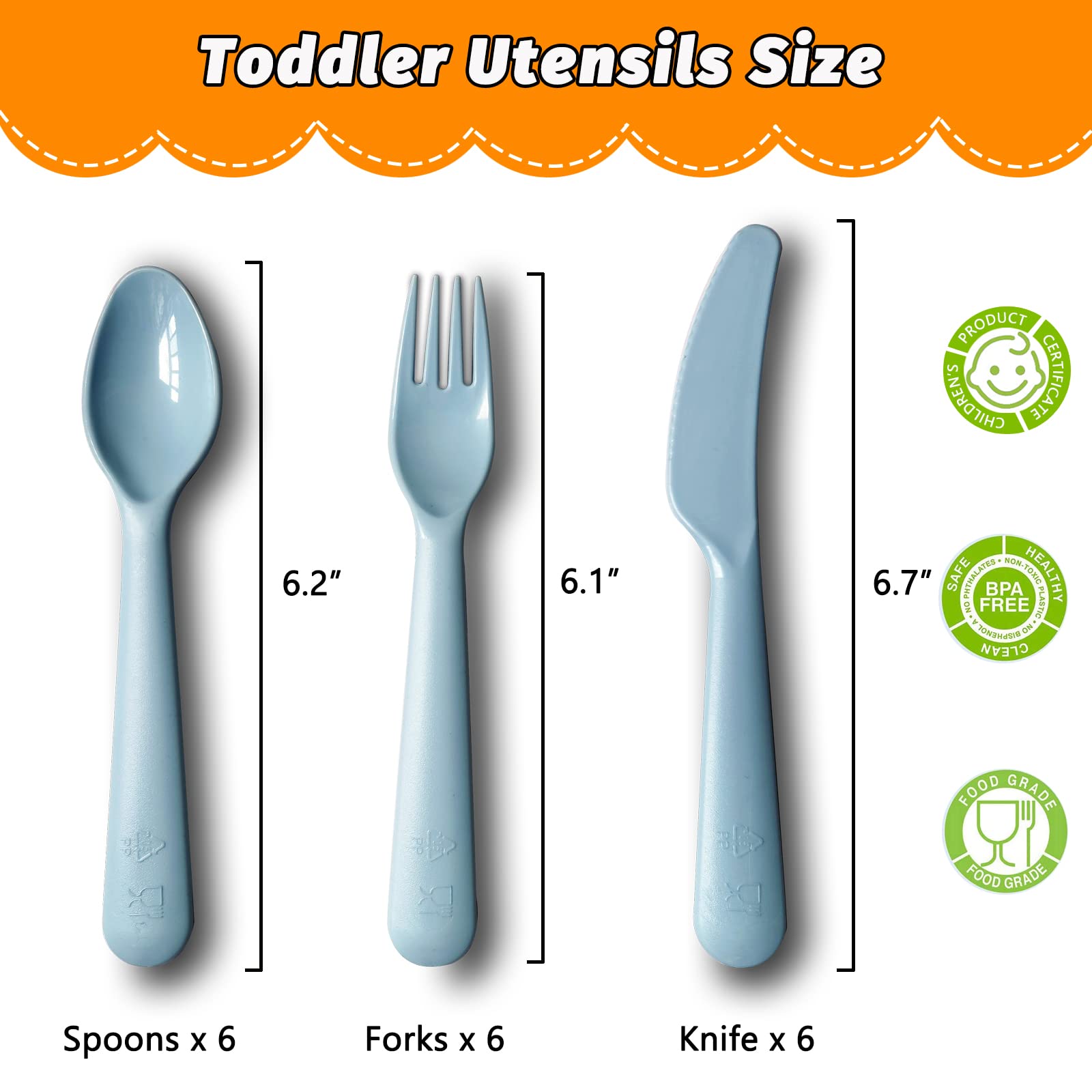 18-Piece Plastic Toddler Utensil Set - BPA-Free, Dishwasher Safe Kids Spoons, Forks & Knives - Colorful Reusable Baby Flatware for Mealtime, Travel & Daycare - Toddler Feeding Essentials