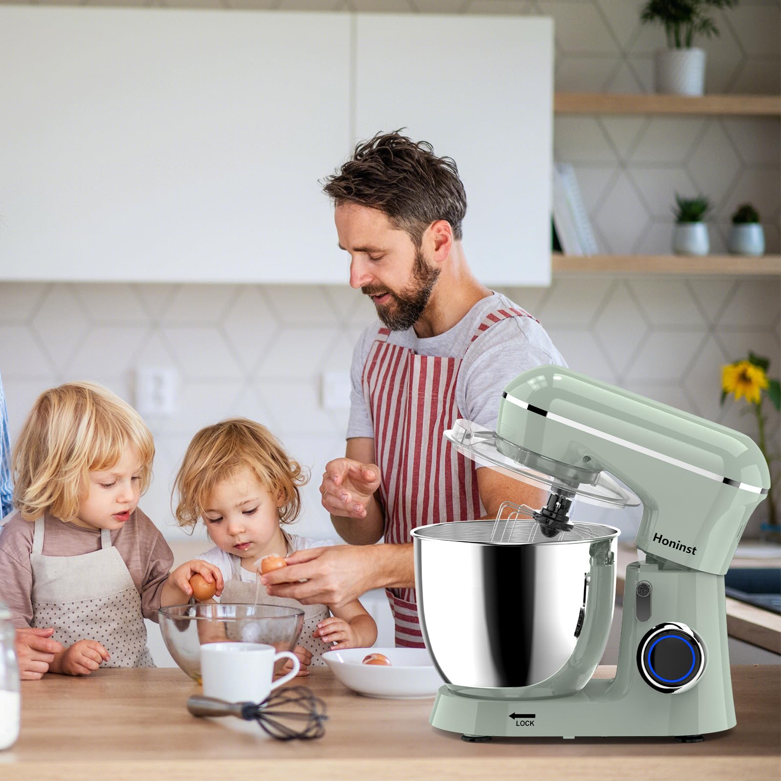 6.5QT 10-Speed Tilt-Head Electric Stand Mixer with Bowl, Dough Hook, Whisk & Beater - Powerful Kitchen Mixer for Baking Cakes, Cookies & Bread - Perfect for Home Bakers & Cooking Enthusiasts (Green)