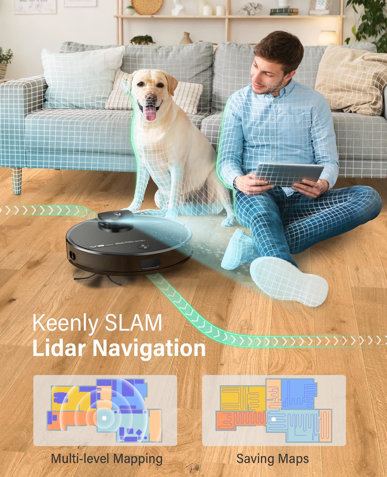 VIOMI Smart Robot Vacuum V3 Max - 4000Pa Strong Suction, LiDAR Navigation, Self-Charging, Works with Alexa & Google Home - Ideal for Hardwood Floors, Carpets & Pet Hair Cleaning (Black)