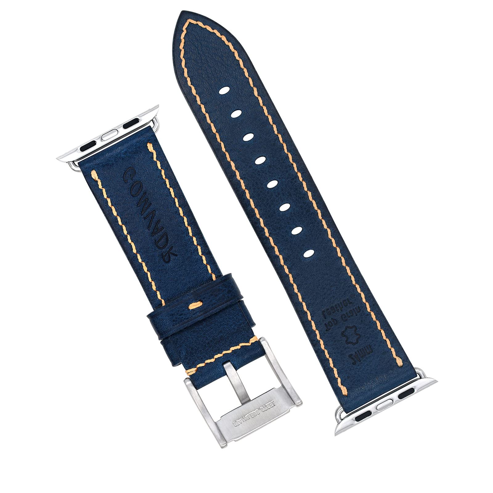 Premium Genuine Leather Apple Watch Band - Compatible with 38mm/40mm/41mm & 42mm/44mm/45mm Models - Vintage Full Grain Leather Strap for Series 9/8/7/6/5/4/3/2/1/SE - Perfect for Business, Casual & Everyday Wear