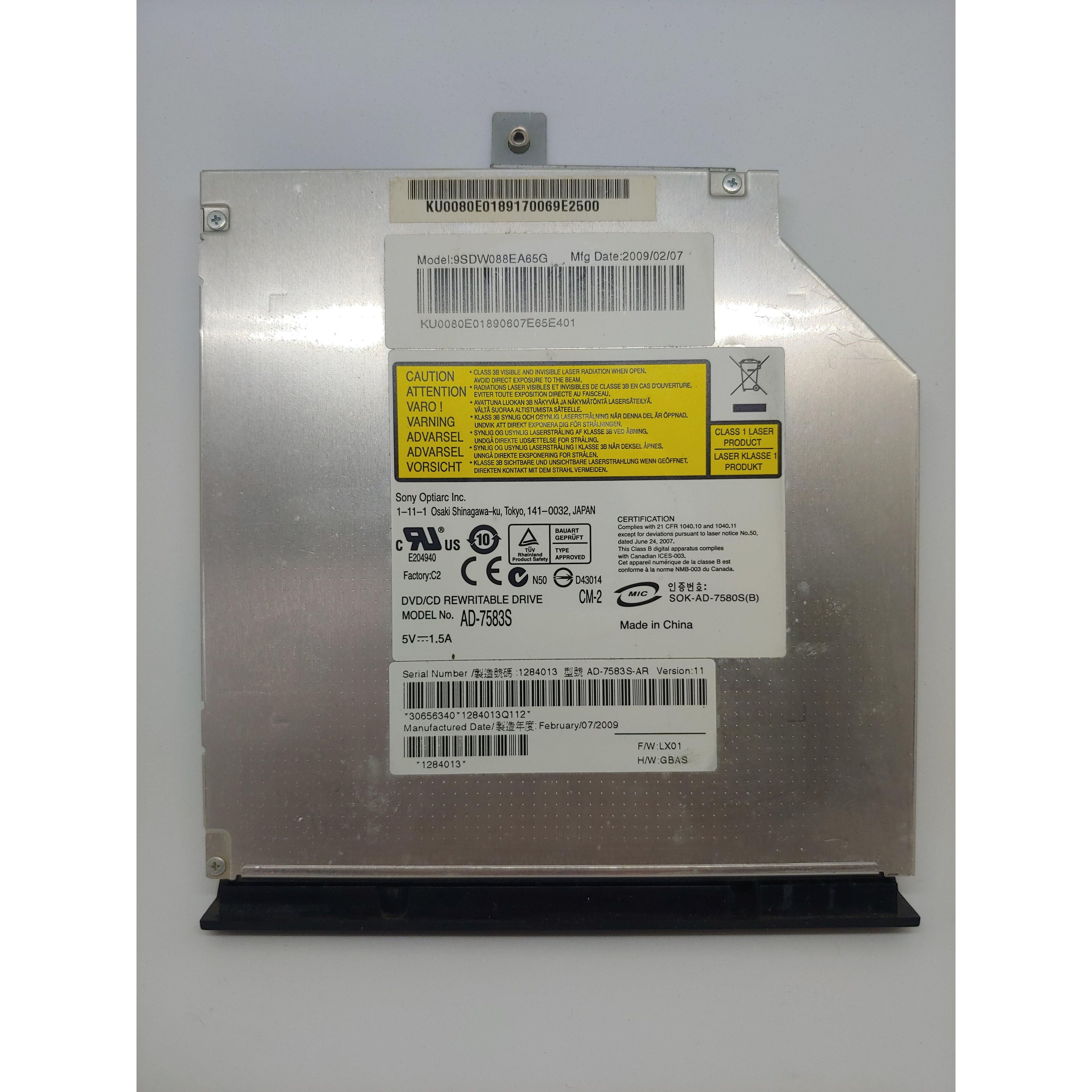 Original Sony AD-7583S DVD±RW DL Optical Drive with Label Flash - Pulled from Working Laptop - Perfect for Data Backup, Media Playback & Disc Labeling